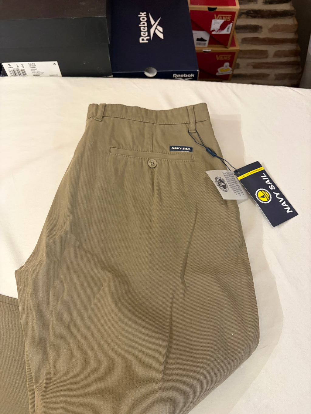 Pantalon Chino Navy Sail Beige Sable Homme W33 Neuf avec étiquette