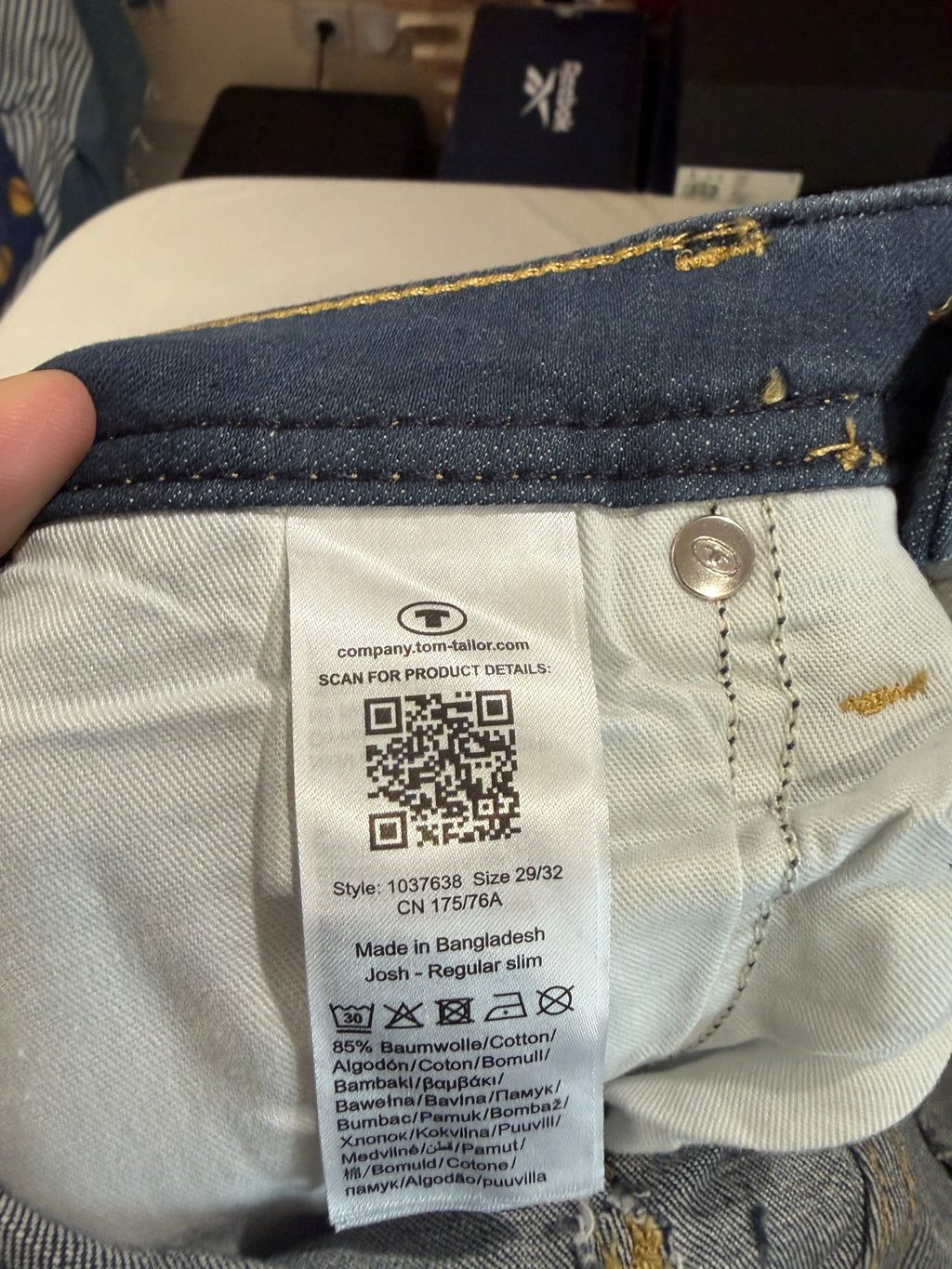 Jean Tom Tailor Josh Regular Slim SuperFlex Denim Homme Bleu – Neuf avec étiquettes – Taille 29/32