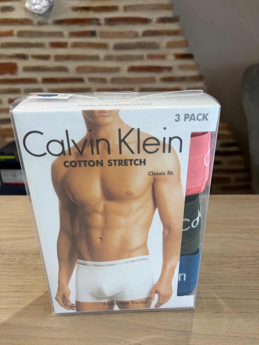 Calvin Klein Cotton Stretch 3 Pack Boxer Homme Rose Noir Bleu Taille S Neuf