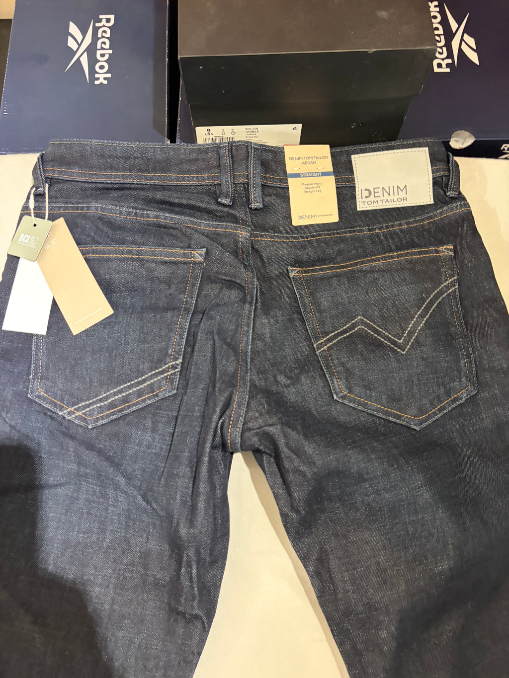 Jean Tom Tailor Denim Aedan Straight Homme Bleu Brut Foncé – Neuf avec étiquettes – Taille 31/32