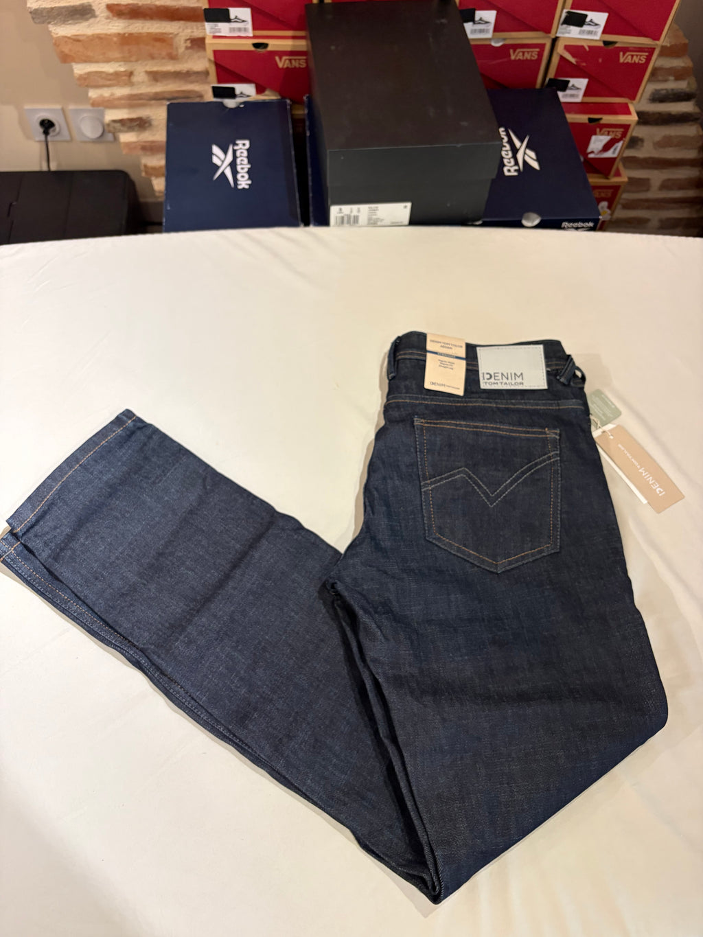 Jean Tom Tailor Denim Aedan Straight Homme Bleu Brut Foncé – Neuf avec étiquettes – Taille 31/34
