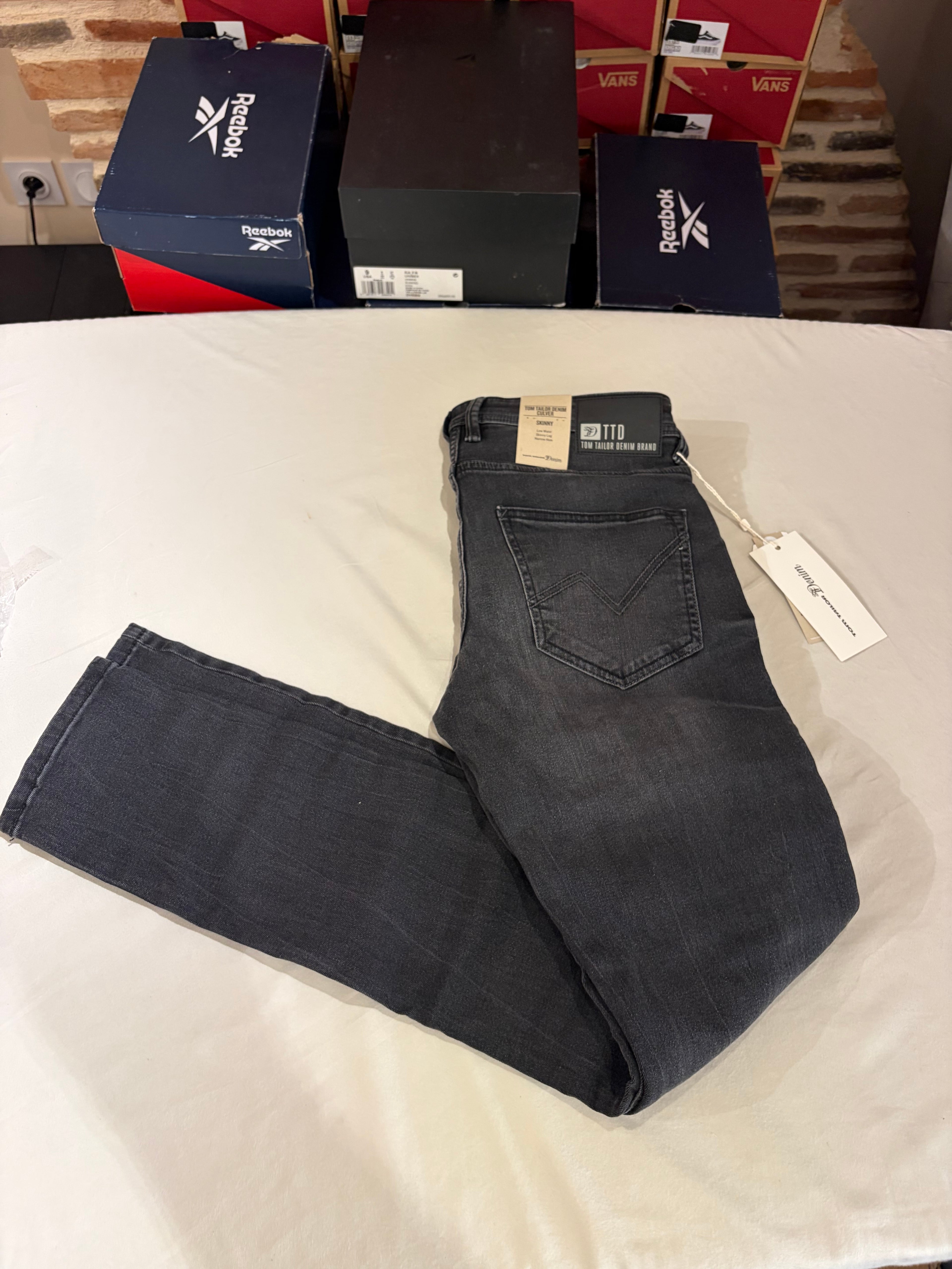 Tom Tailor Denim CULVER Jean Homme Skinny Gris Délavé 30/34 Neuf avec Étiquettes