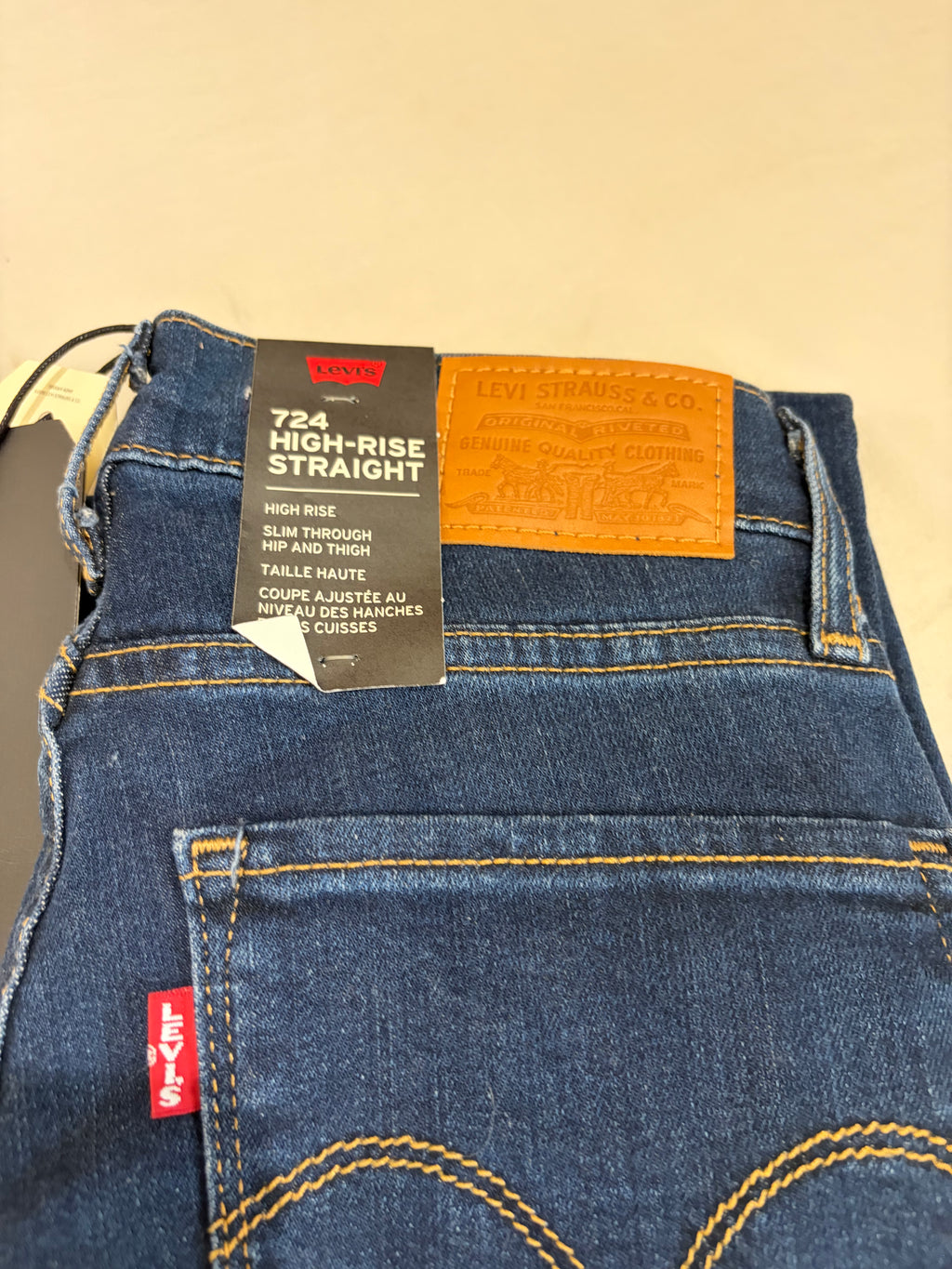 Levi's Premium 724 High-Rise Straight Femme Bleu Foncé 24x30 | Jean Taille Haute Neuf