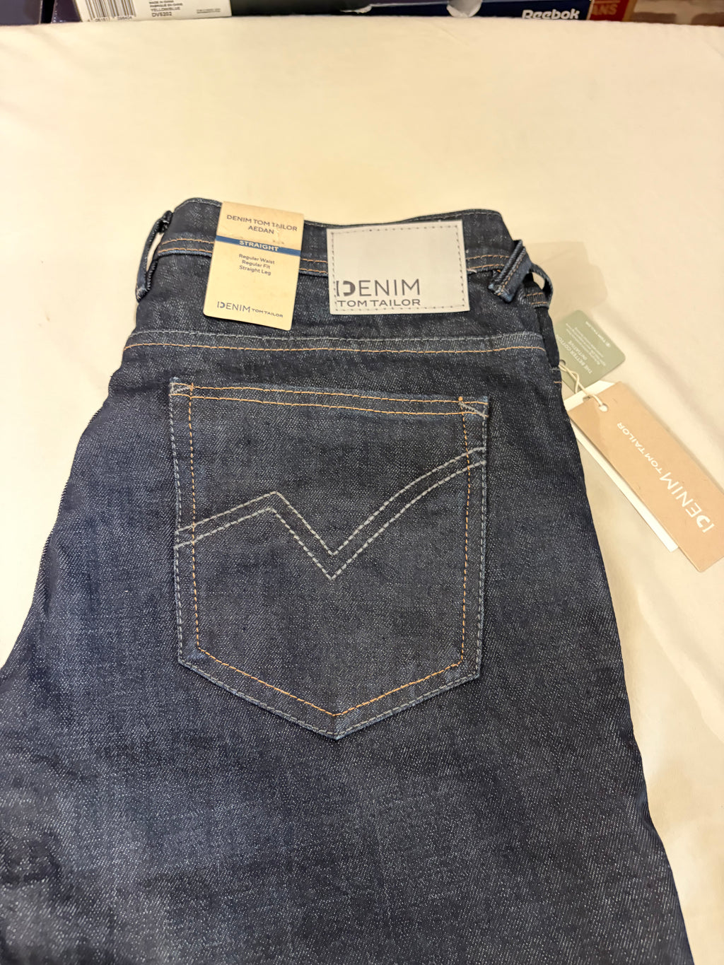 Jean Tom Tailor Denim Aedan Straight Homme Bleu Brut Foncé – Neuf avec étiquettes – Taille 31/34