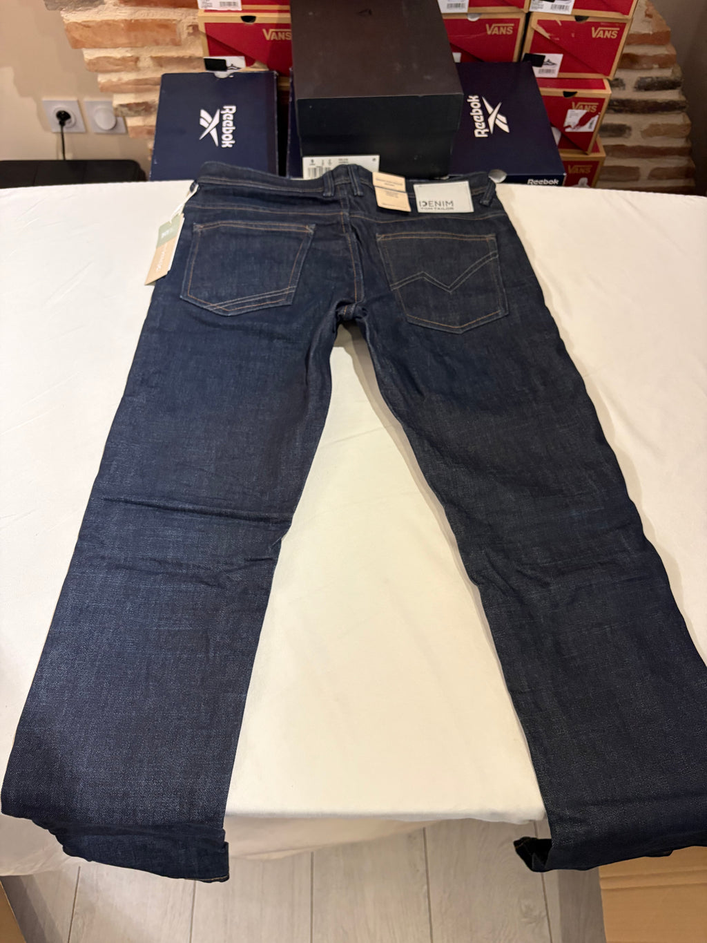 Jean Tom Tailor Denim Aedan Straight Homme Bleu Brut Foncé – Neuf avec étiquettes – Taille 30/34
