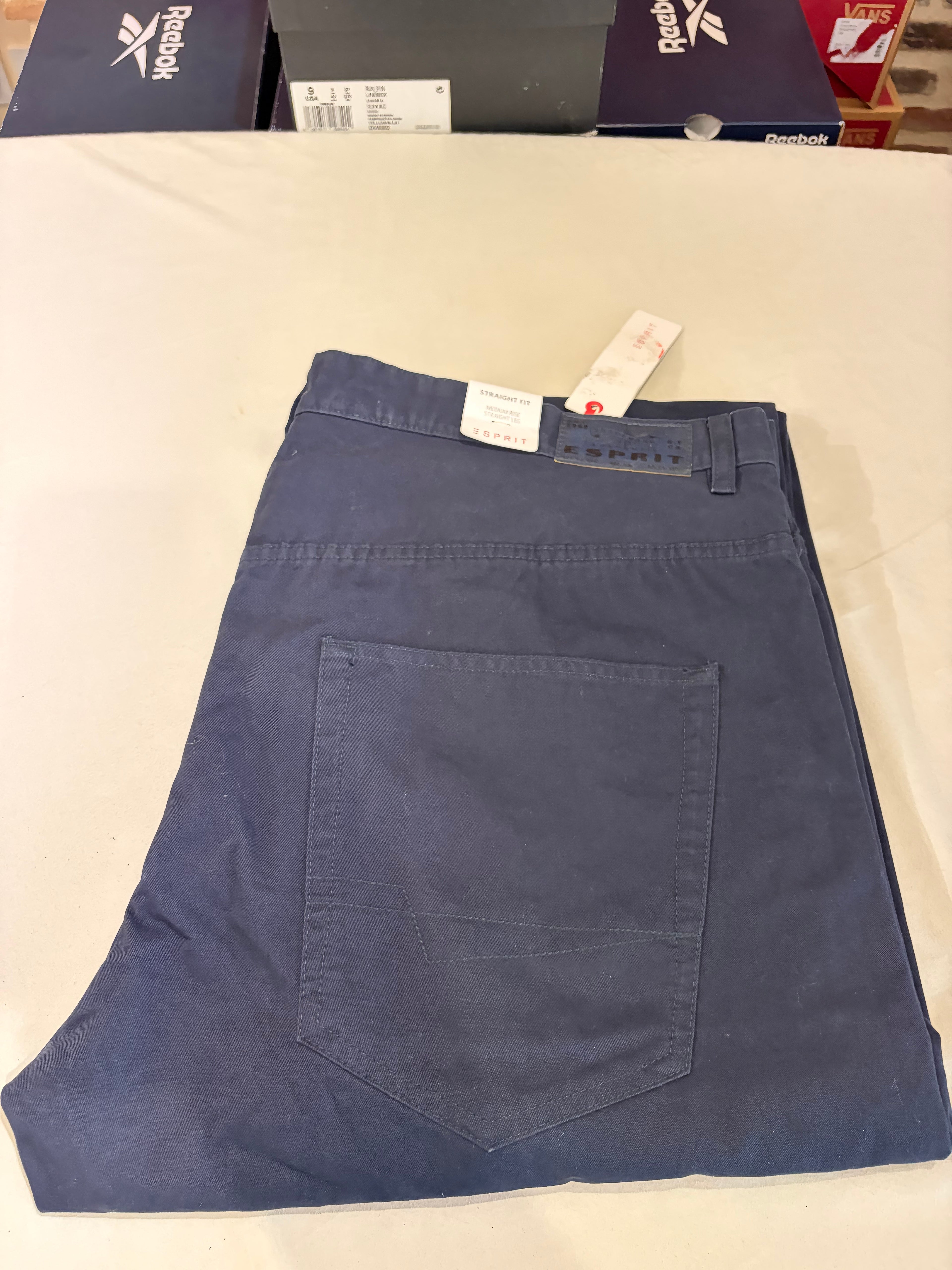 Pantalon Chino Esprit Straight Fit Homme Bleu Marine – Neuf avec étiquette – Taille 38/34