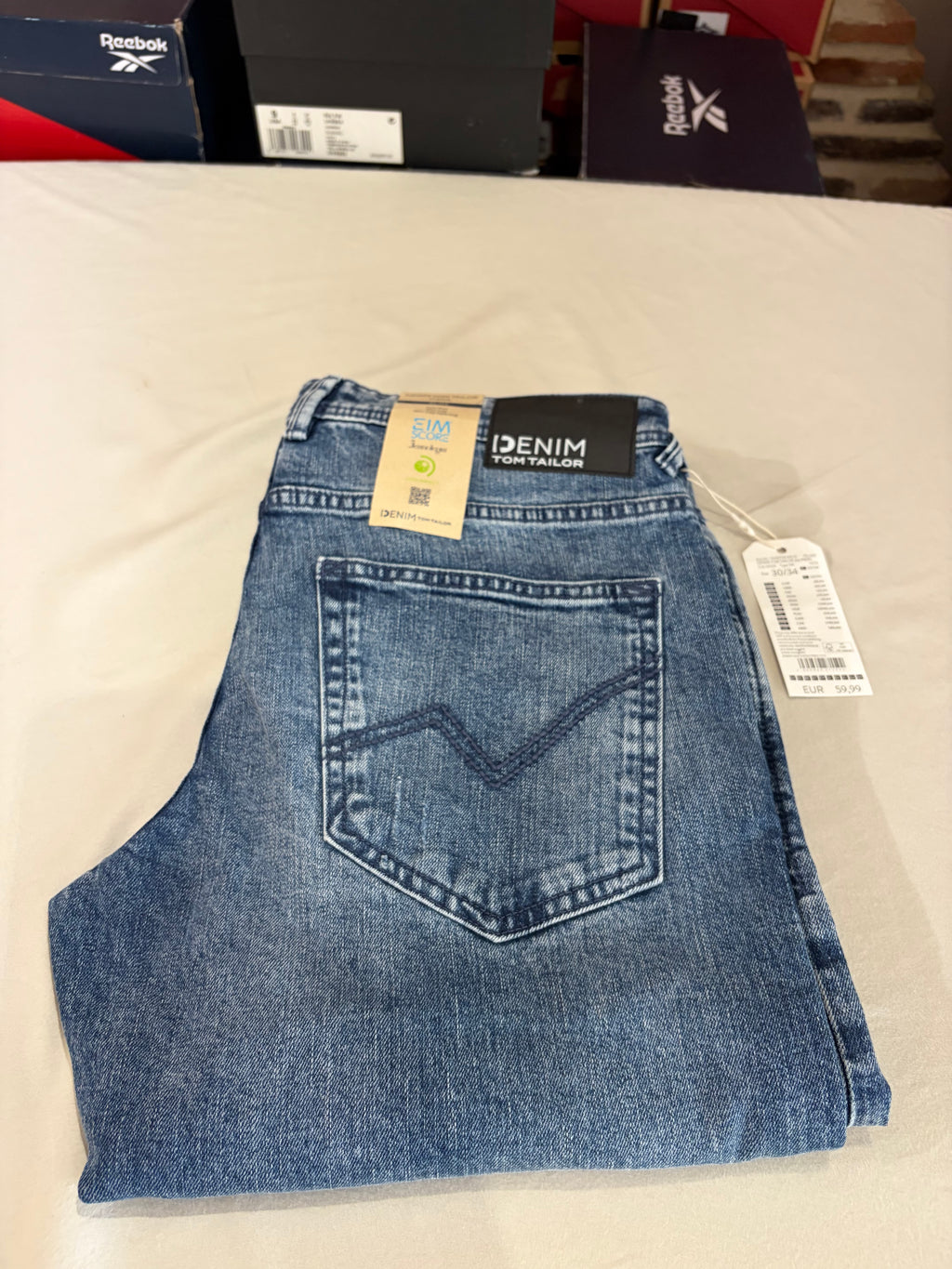 Tom Tailor Denim PIERS Jean Homme Slim Bleu Clair 30/34 Neuf avec Étiquettes