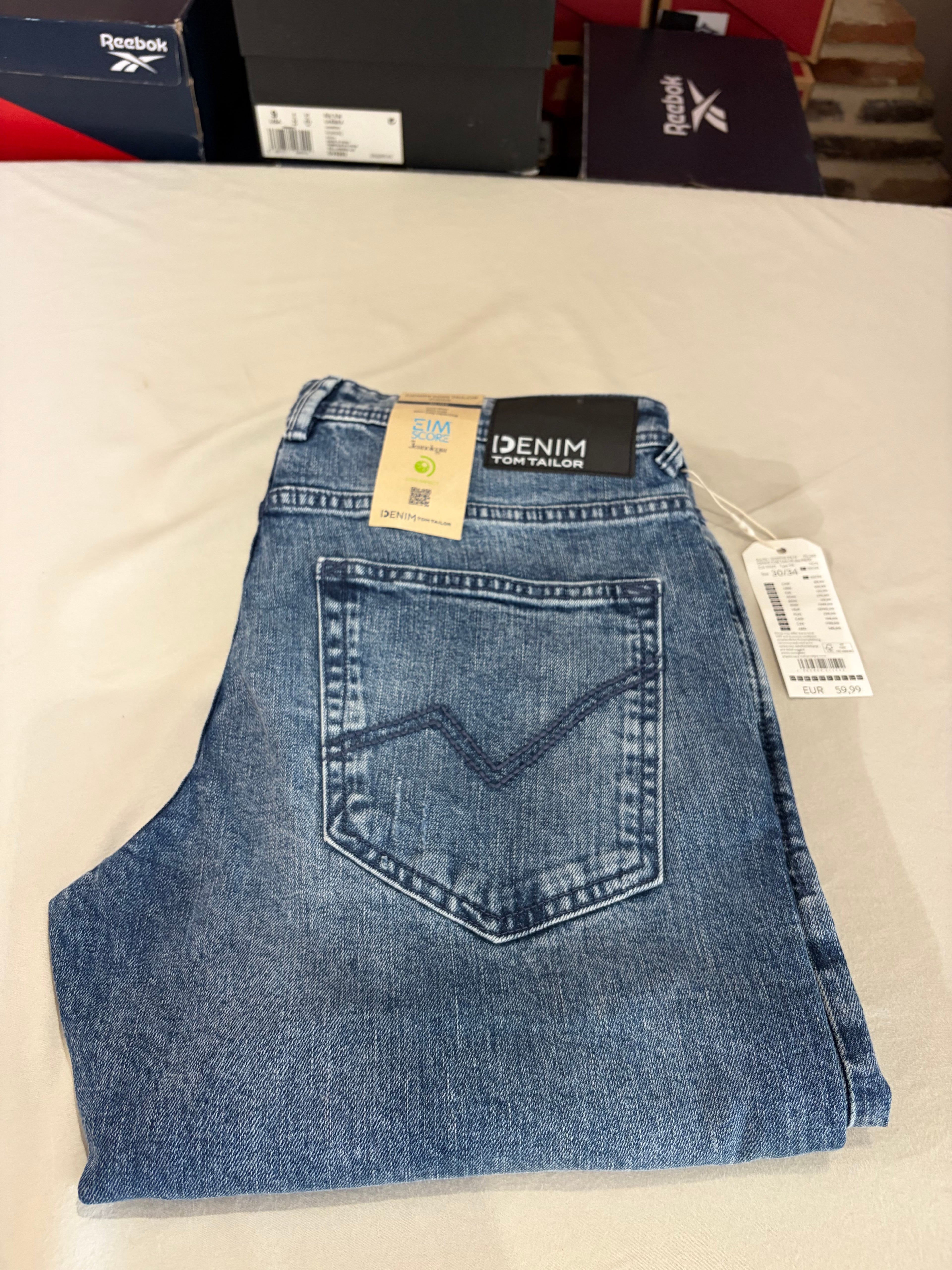 Tom Tailor Denim PIERS Jean Homme Slim Bleu Clair 30/34 Neuf avec Étiquettes
