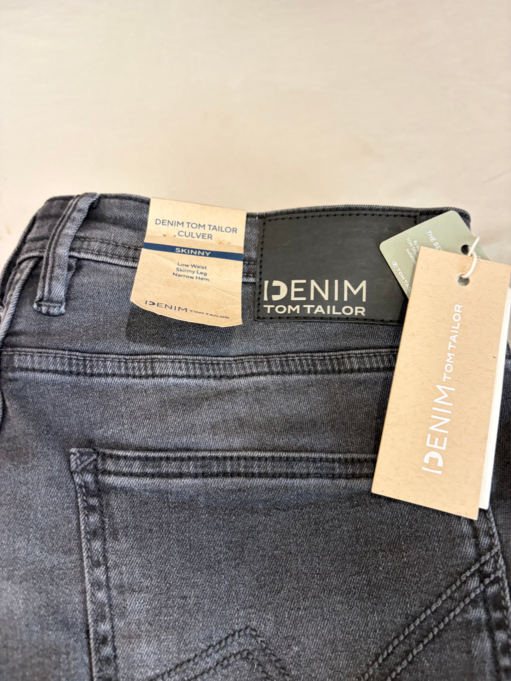 Jean Tom Tailor CULVER Skinny Stretch Homme Gris Délavé 34/34 Neuf avec Étiquettes