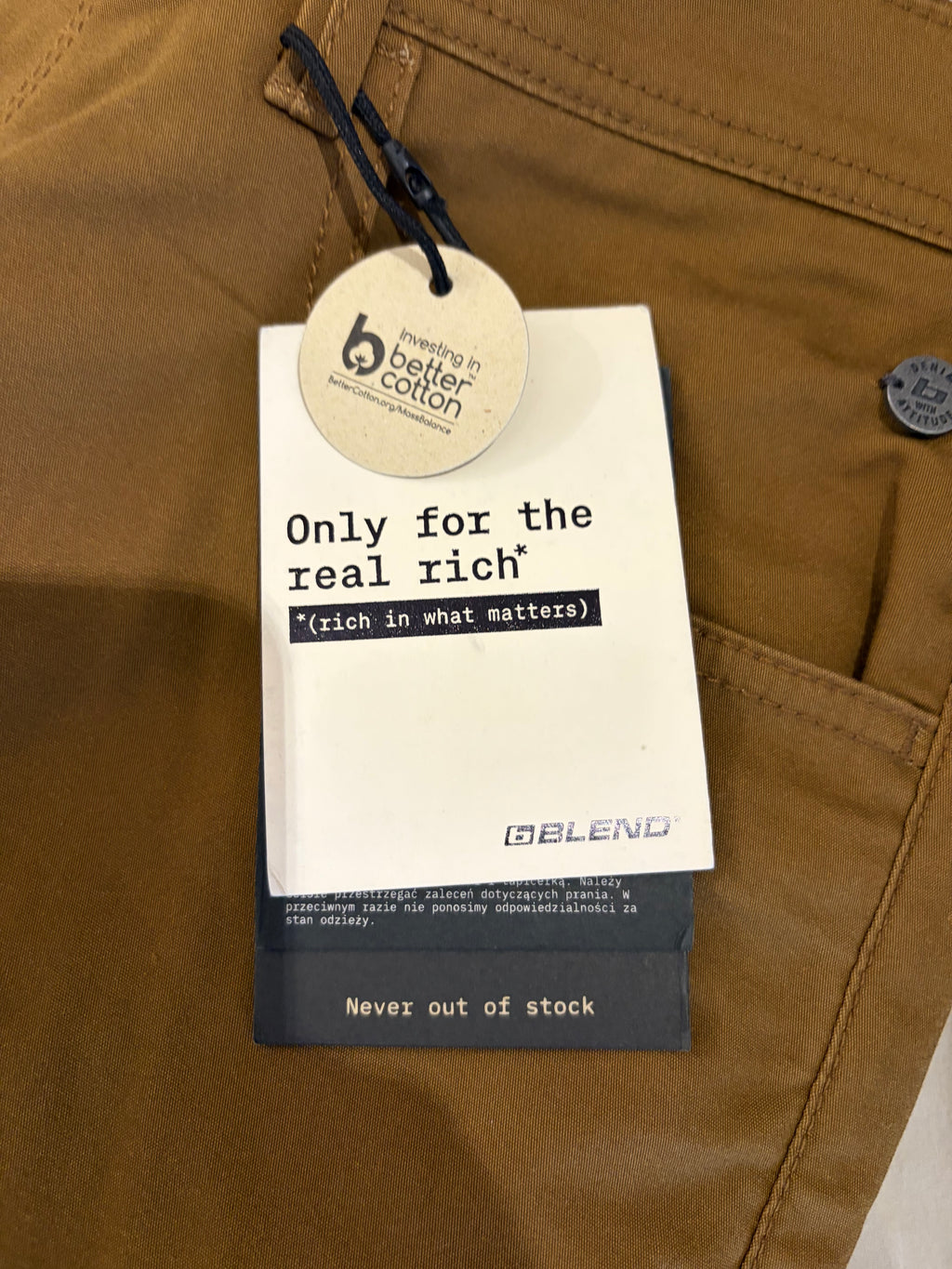 Pantalon Chino Blend Marron Coffee Liqueur Homme 33/32 Neuf avec Étiquette