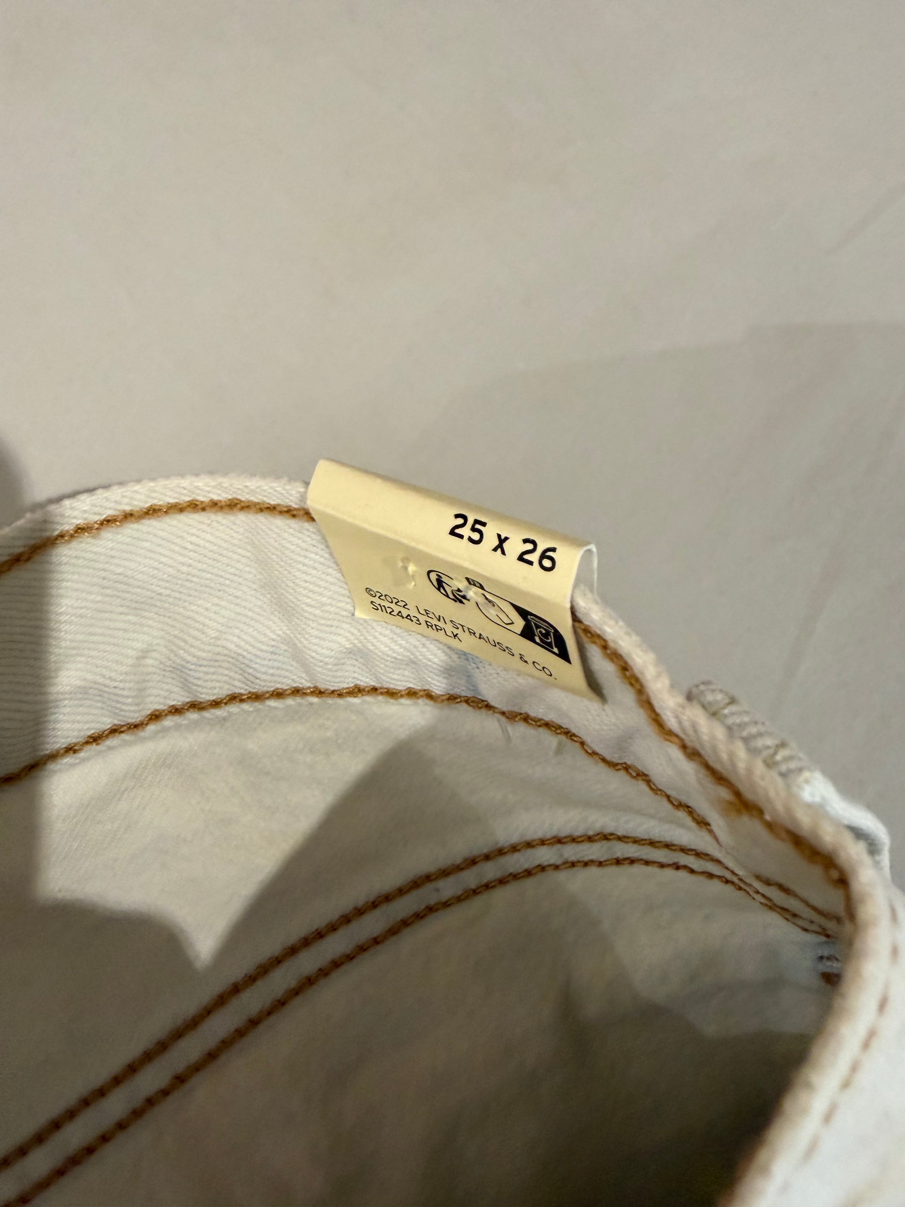 Jean Levi's 501 Original Cropped Femme Blanc Écru 25x26