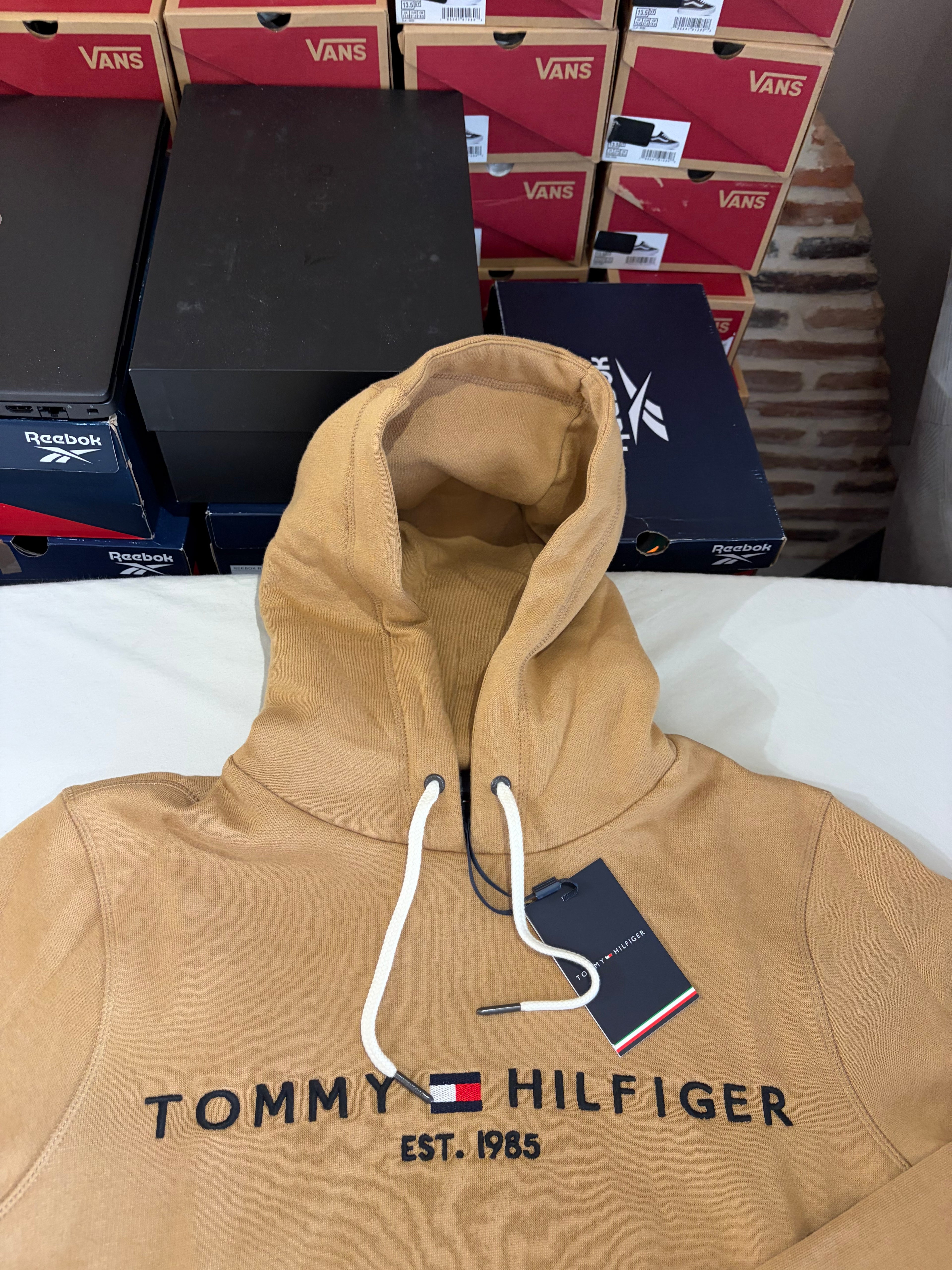 Sweat à capuche Tommy Hilfiger Logo Hoody Camel Homme Taille M