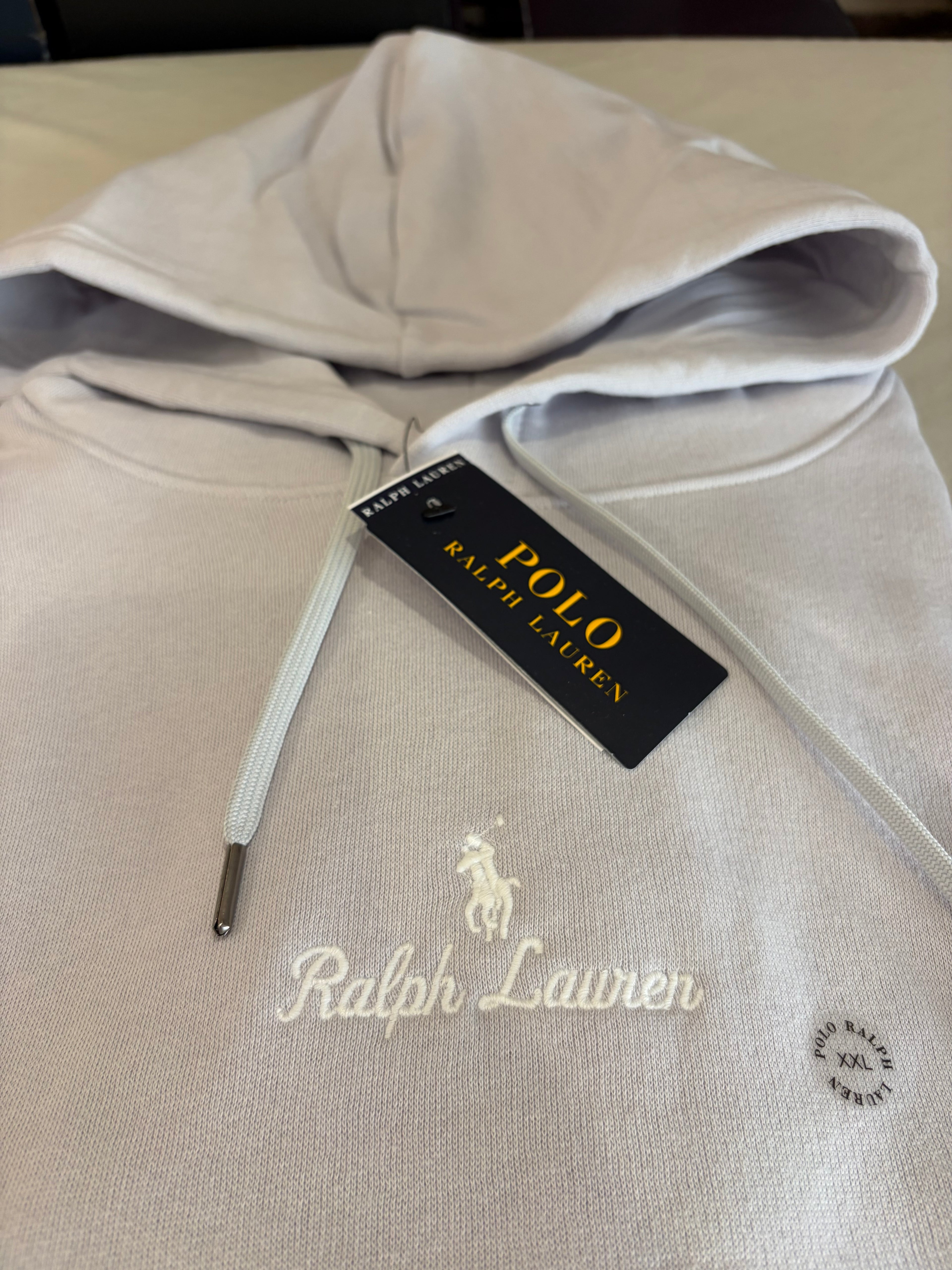 Sweat à capuche Polo Ralph Lauren Gris Perle Homme XXL - Logo brodé - Neuf
