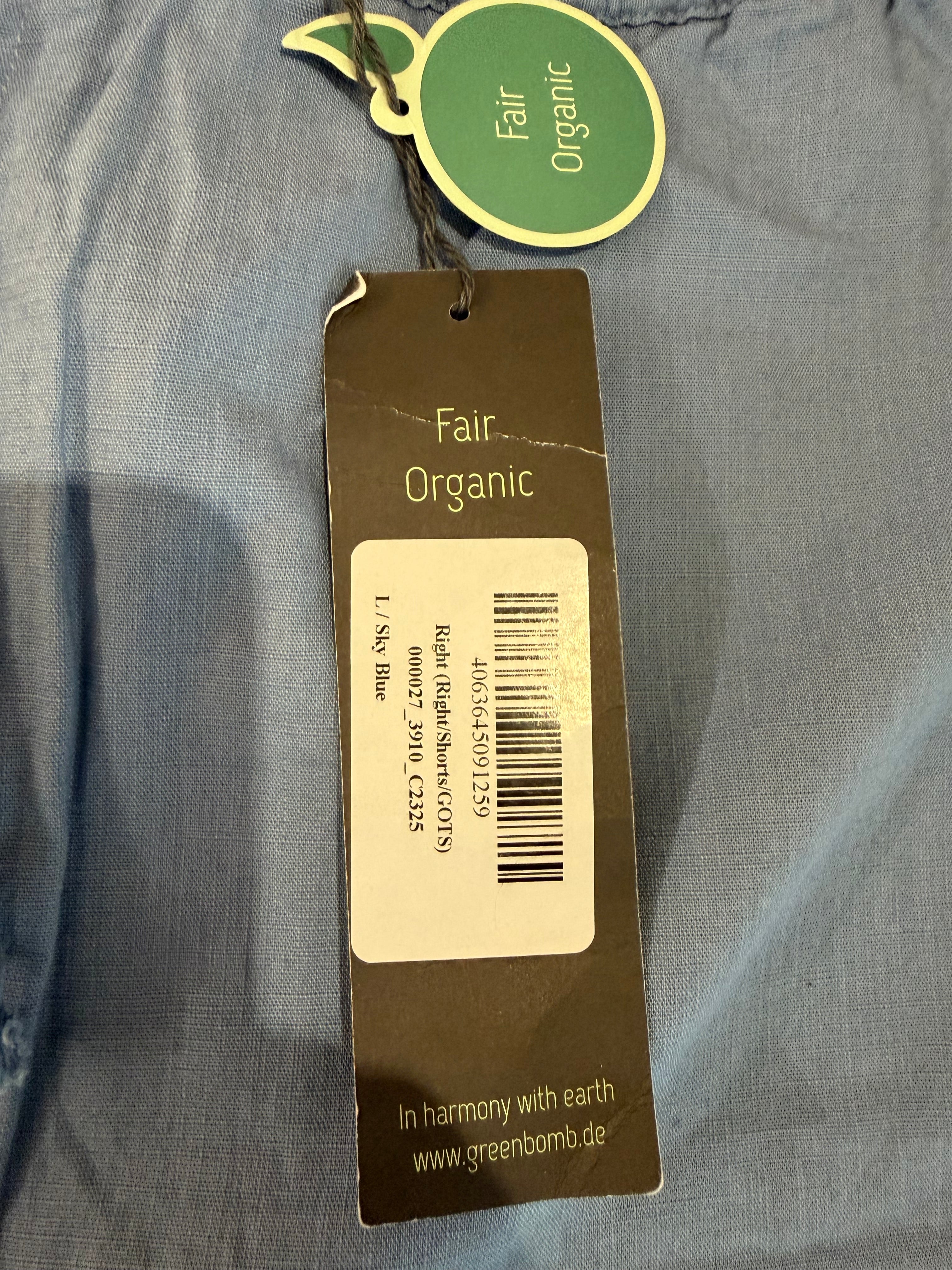 Short Greenbomb Right Sky Blue Fair Organic Homme Taille L Neuf avec Étiquette
