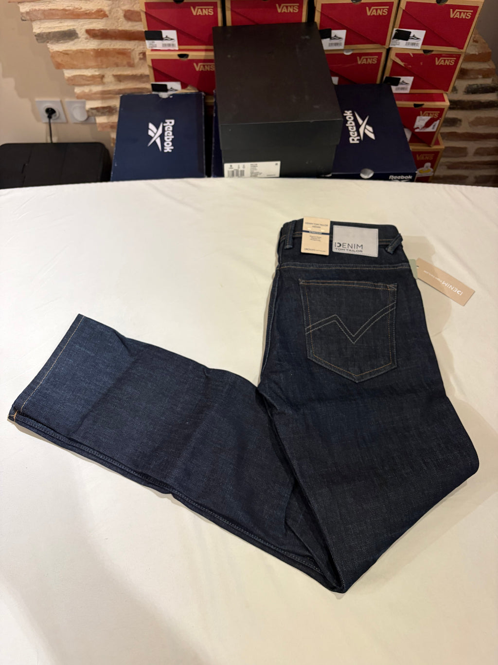 Jean Tom Tailor Denim Aedan Straight Homme Bleu Brut – Neuf avec étiquettes – Taille 30/32
