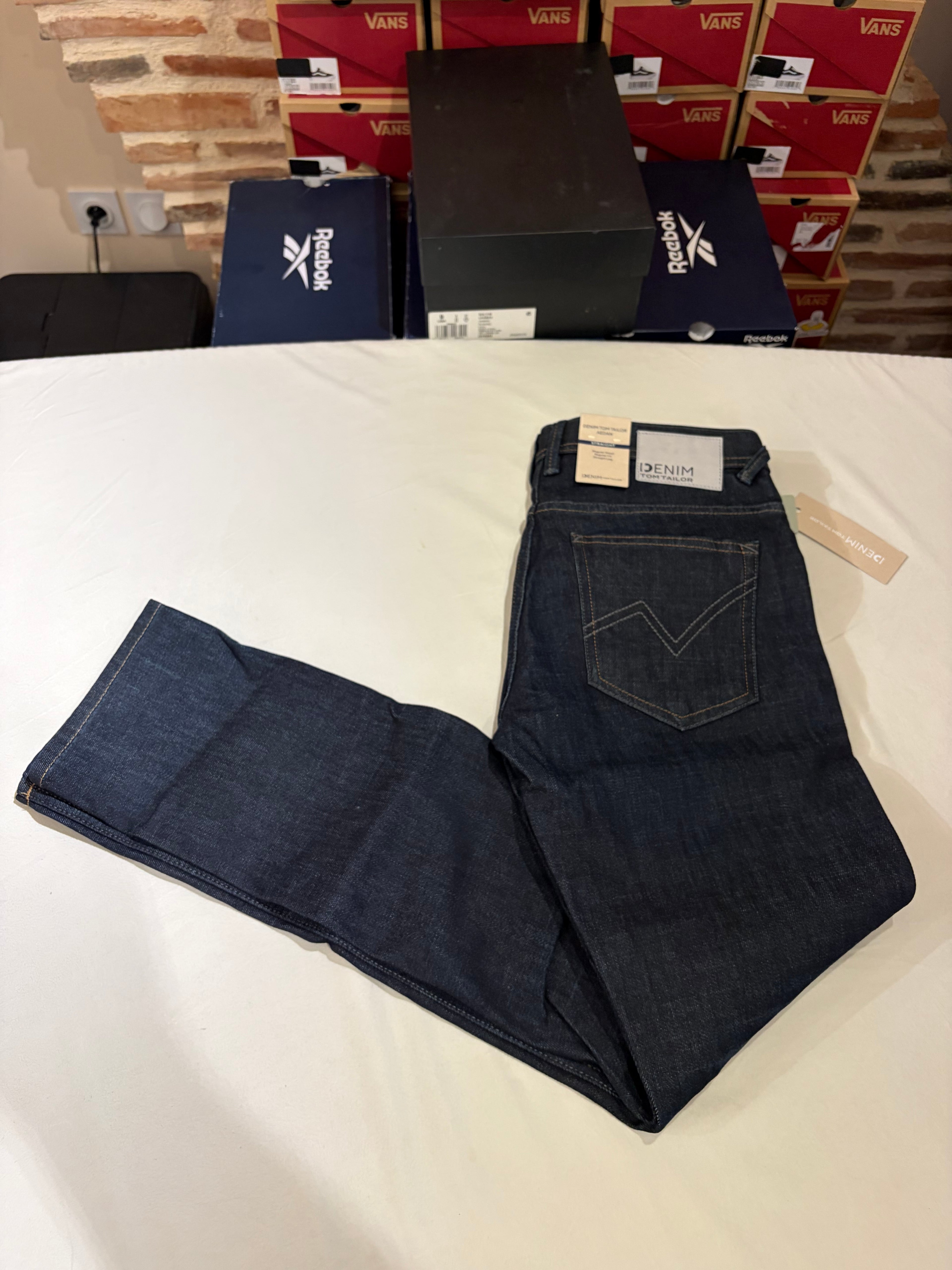 Jean Tom Tailor Denim Aedan Straight Homme Bleu Brut – Neuf avec étiquettes – Taille 30/32