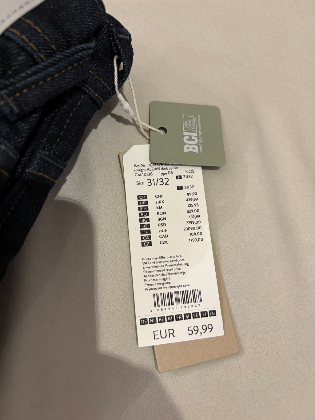 Jean Tom Tailor Denim Aedan Straight Homme Bleu Brut Foncé – Neuf avec étiquettes – Taille 31/32