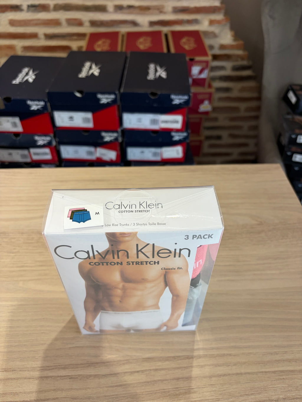 Calvin Klein Cotton Stretch 3 Pack Boxers Homme Rose Noir Bleu Taille M Neuf
