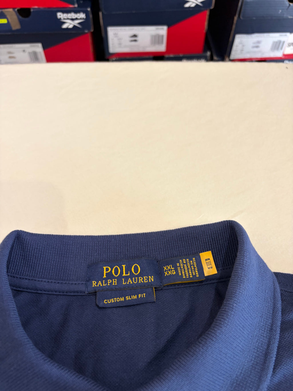 Polo Ralph Lauren Custom Slim Fit Bleu Marine Logo Rouge Homme Taille XXL – Neuf avec étiquette