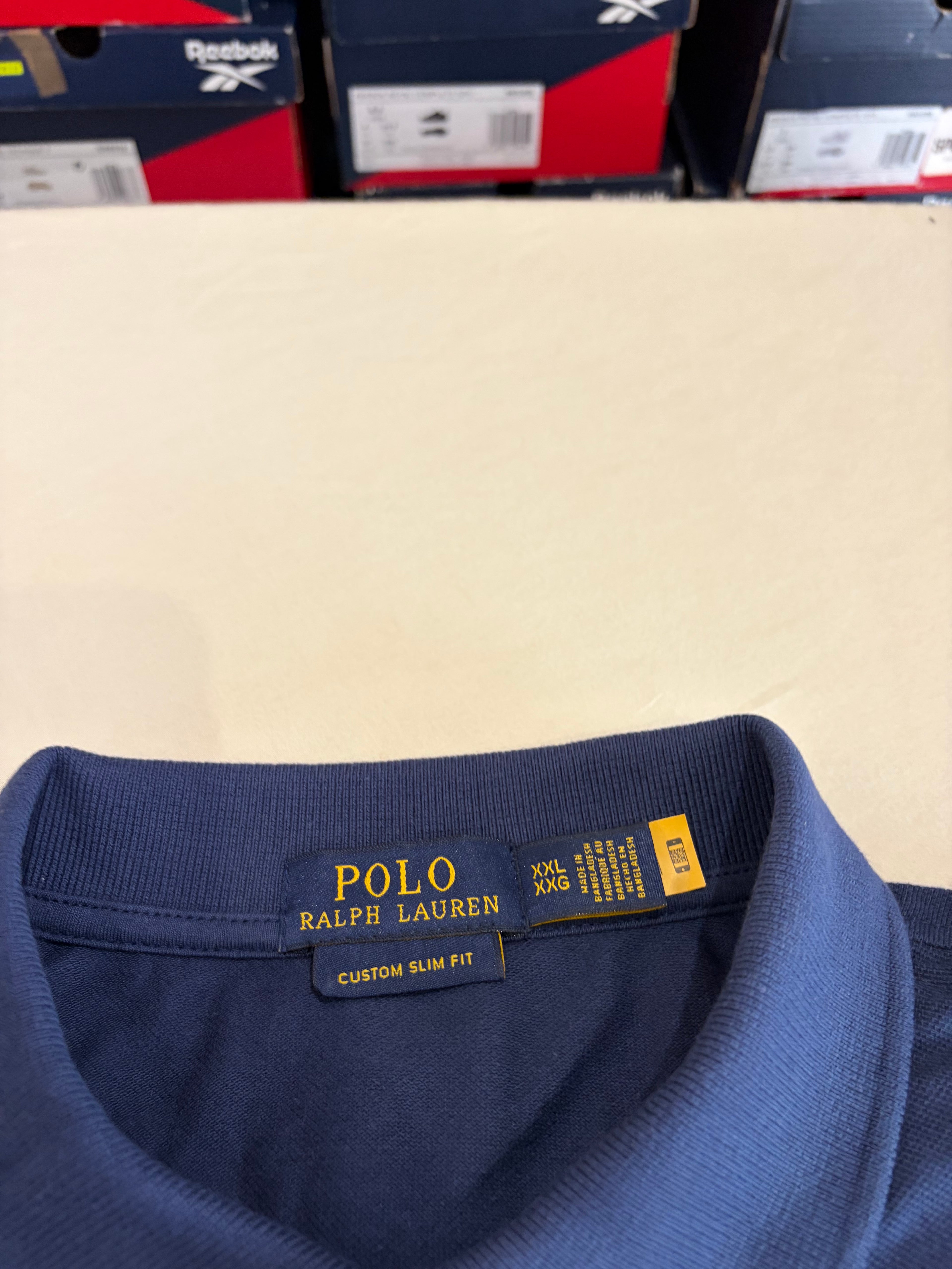 Polo Ralph Lauren Custom Slim Fit Bleu Marine Logo Rouge Homme Taille XXL – Neuf avec étiquette