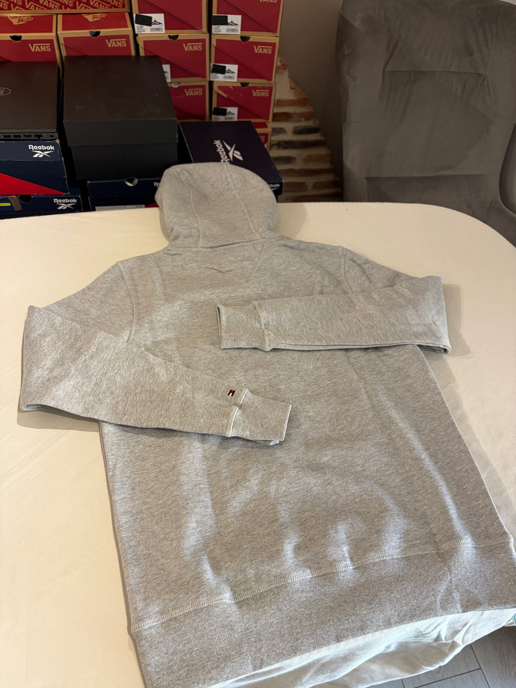 Sweat à capuche Tommy Hilfiger Logo Hoody Gris Chiné Homme Taille M