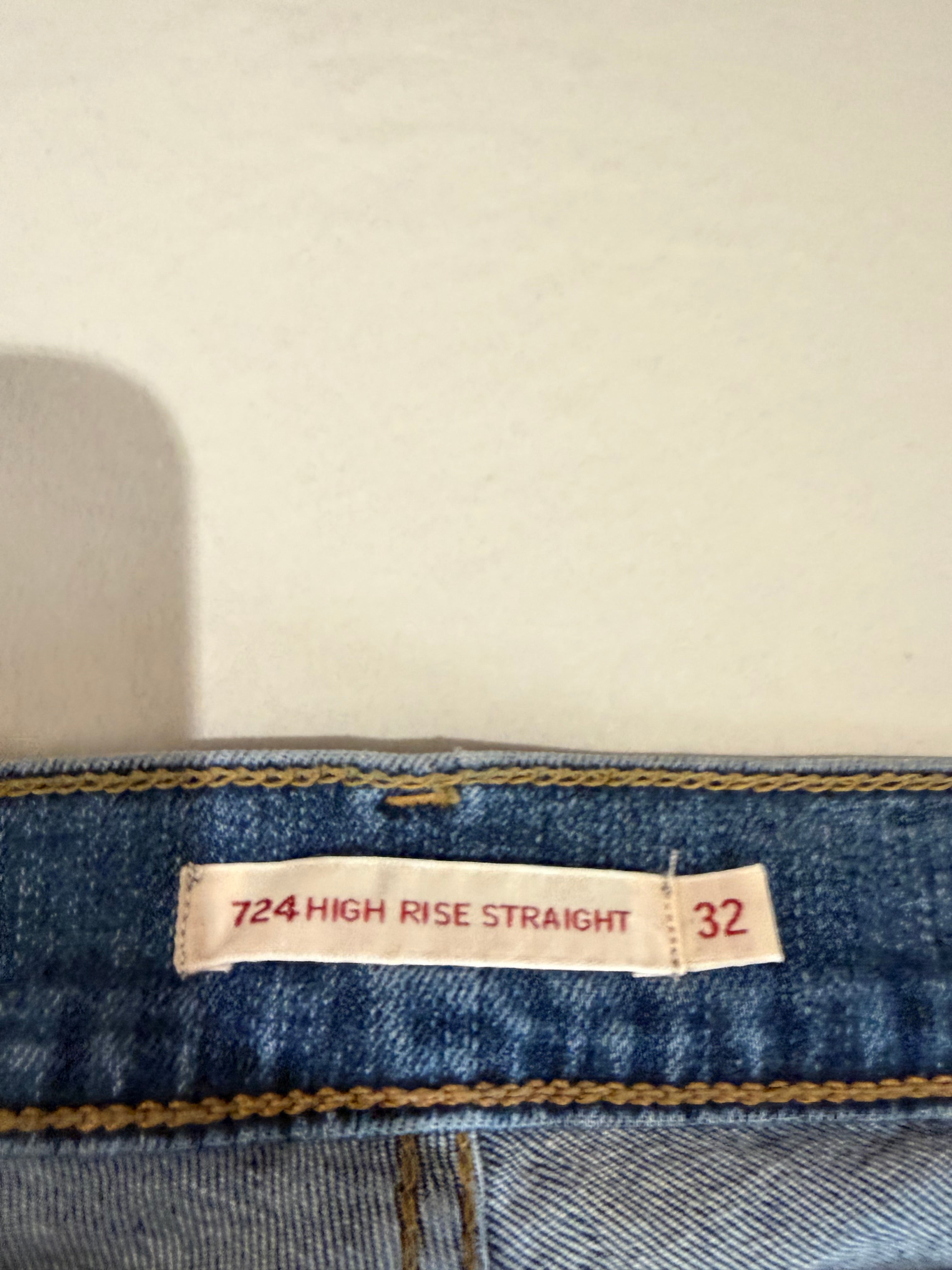 Jean Levi's® 724 High-Rise Slim Straight Femme Bleu Denim – Taille 32 – Neuf avec Étiquette