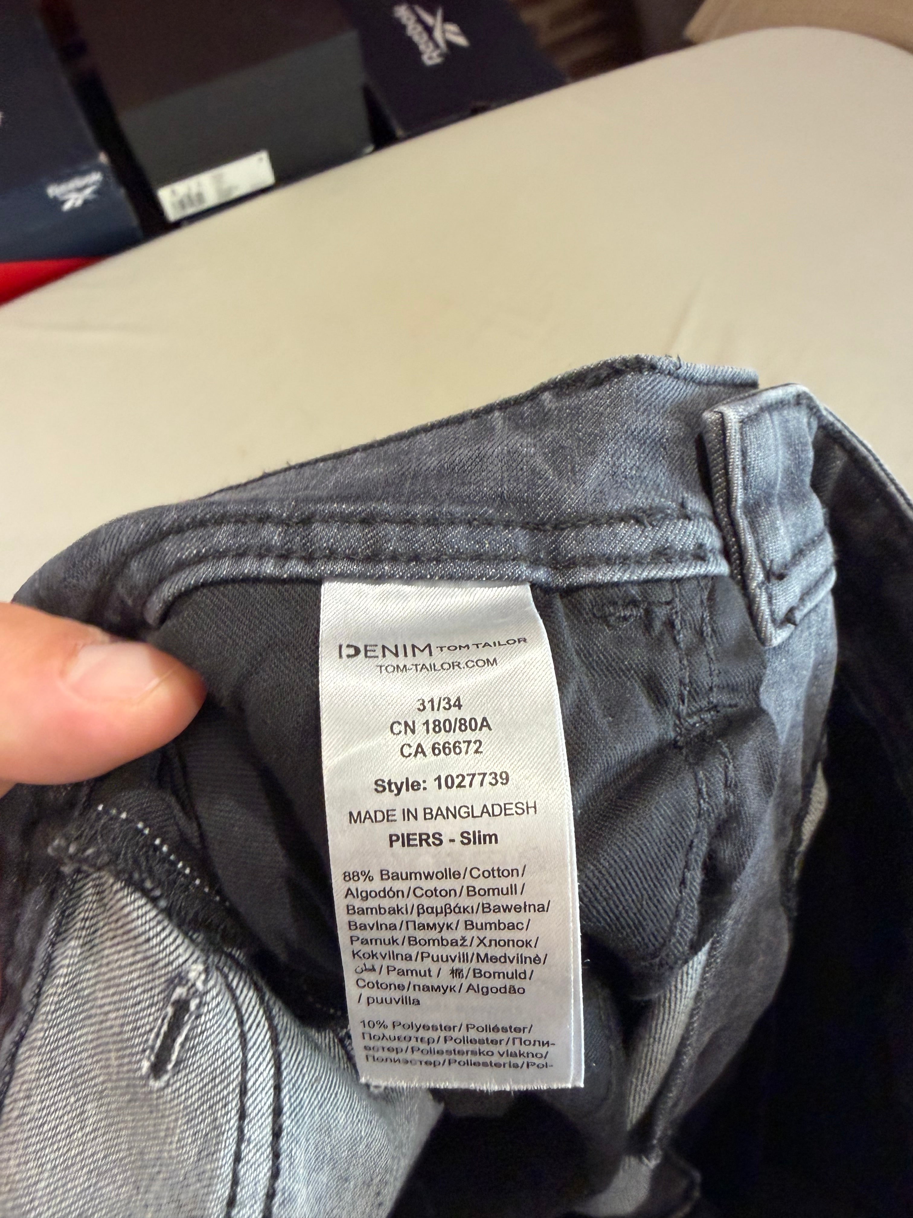 Jean Tom Tailor PIERS Slim Stretch Homme Gris 31/34 Neuf avec Étiquettes