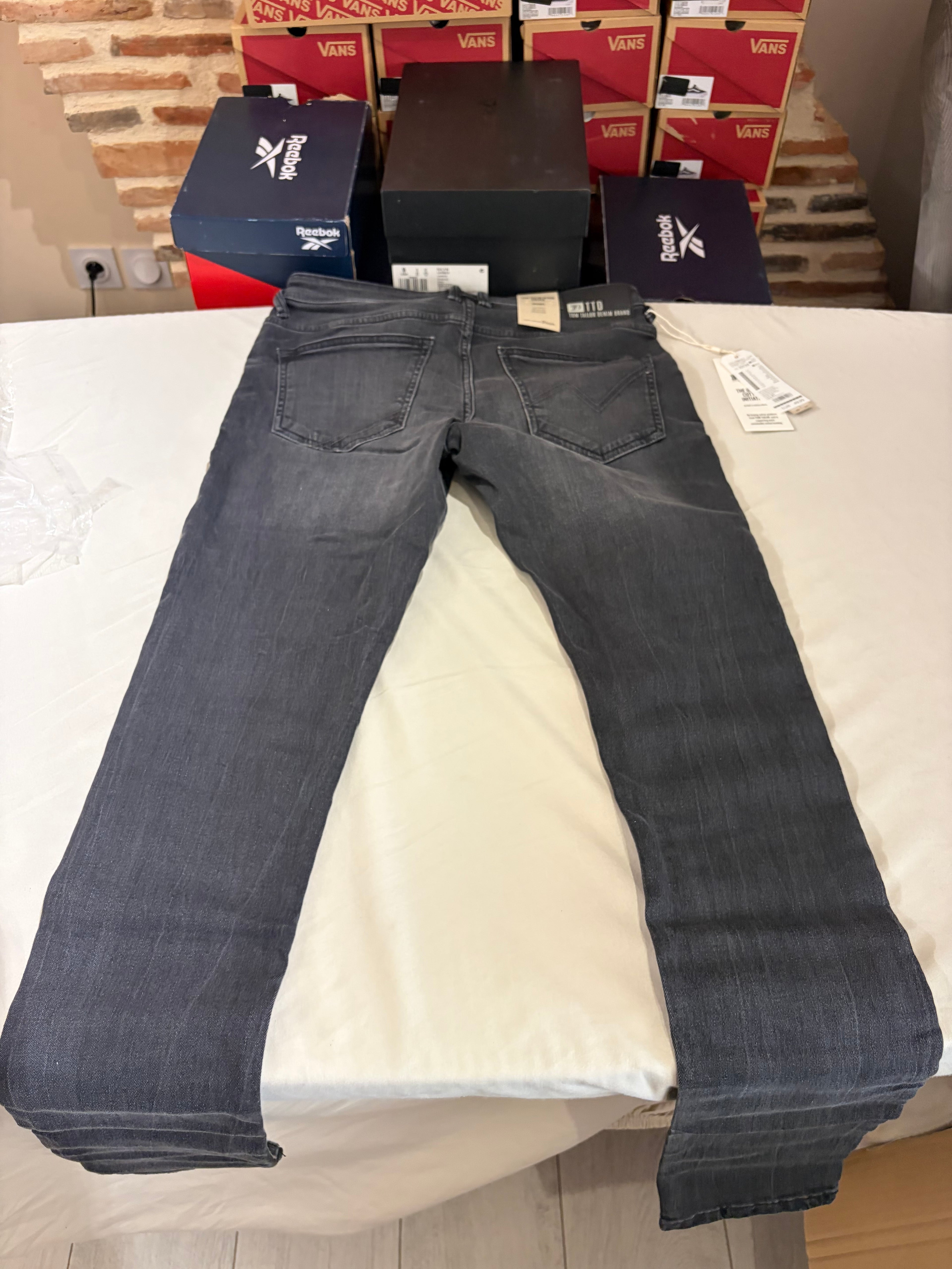 Tom Tailor Denim CULVER Jean Homme Skinny Gris Délavé 30/34 Neuf avec Étiquettes