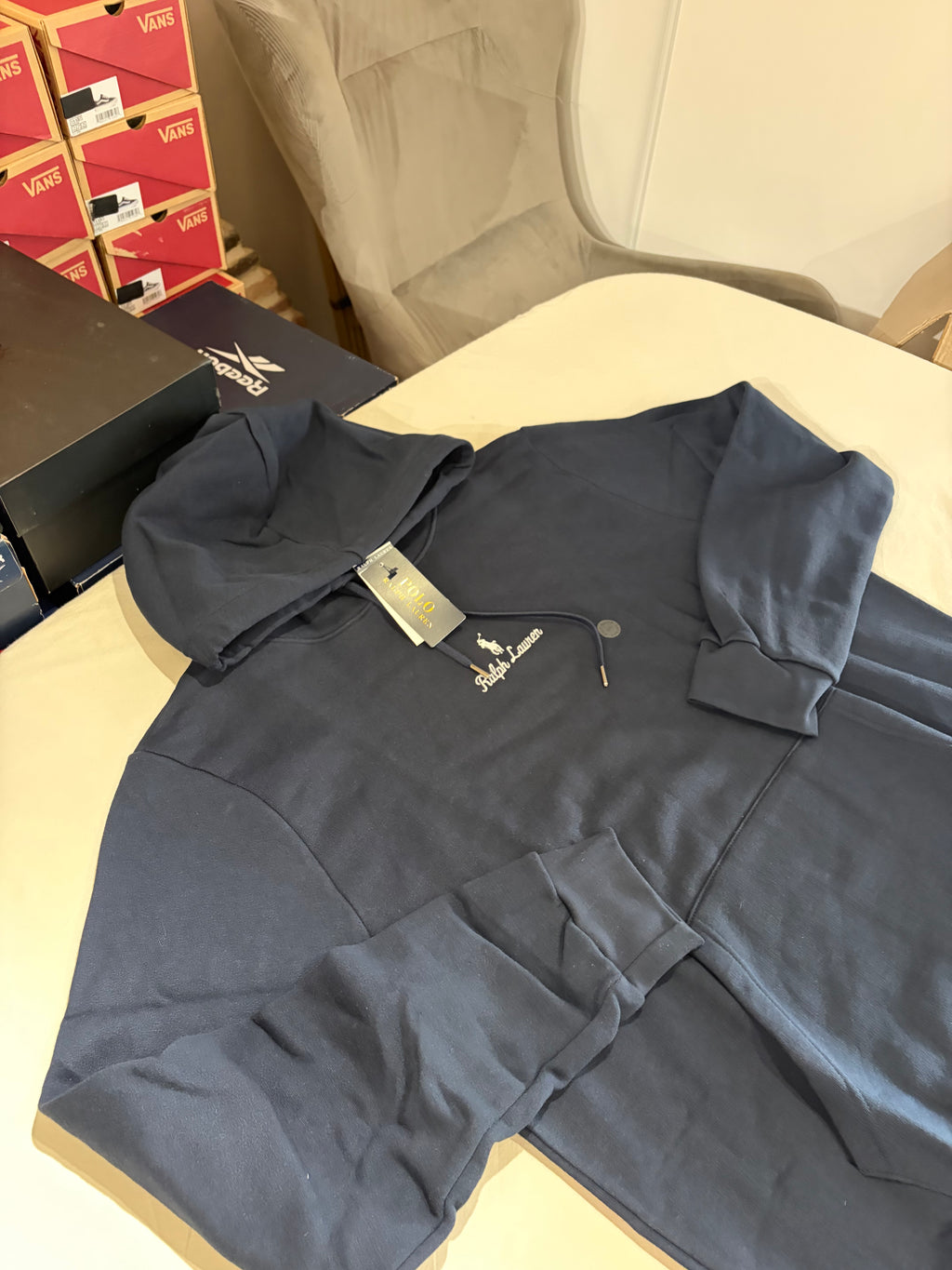 Polo Ralph Lauren Sweat à Capuche Homme Bleu Marine Logo Brodé Signature Taille XXL
