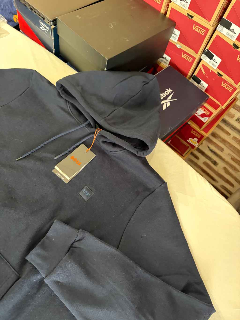 Sweat à capuche BOSS Homme Bleu Marine Taille XXL - Logo Patch - Neuf