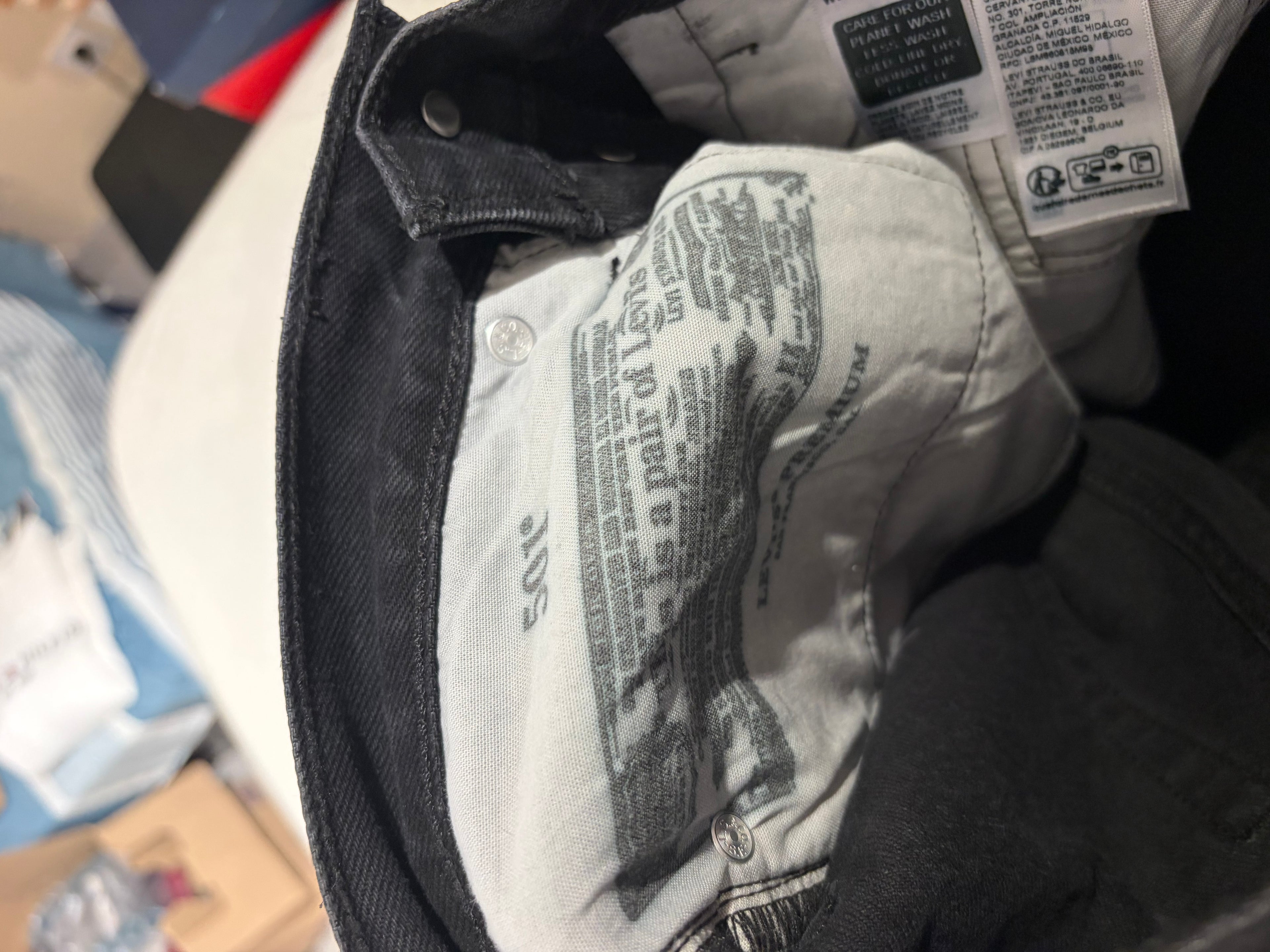 Levi's 501 Original Femme Neuf - Jean Enduit Gris Anthracite Taille 24x32