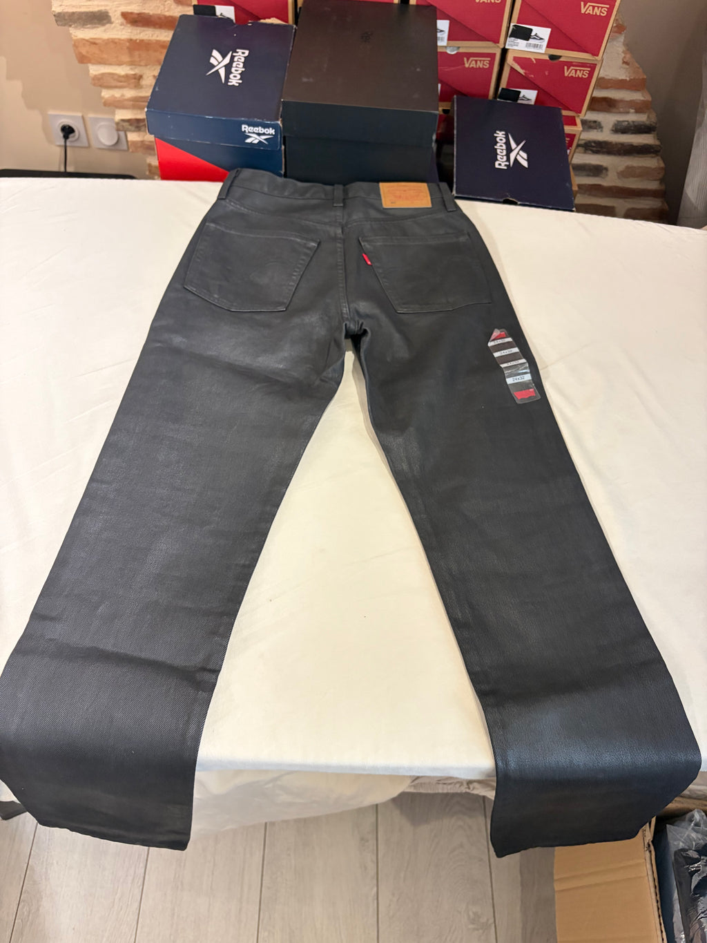 Levi's 501 Original Femme Neuf - Jean Enduit Gris Anthracite Taille 24x32