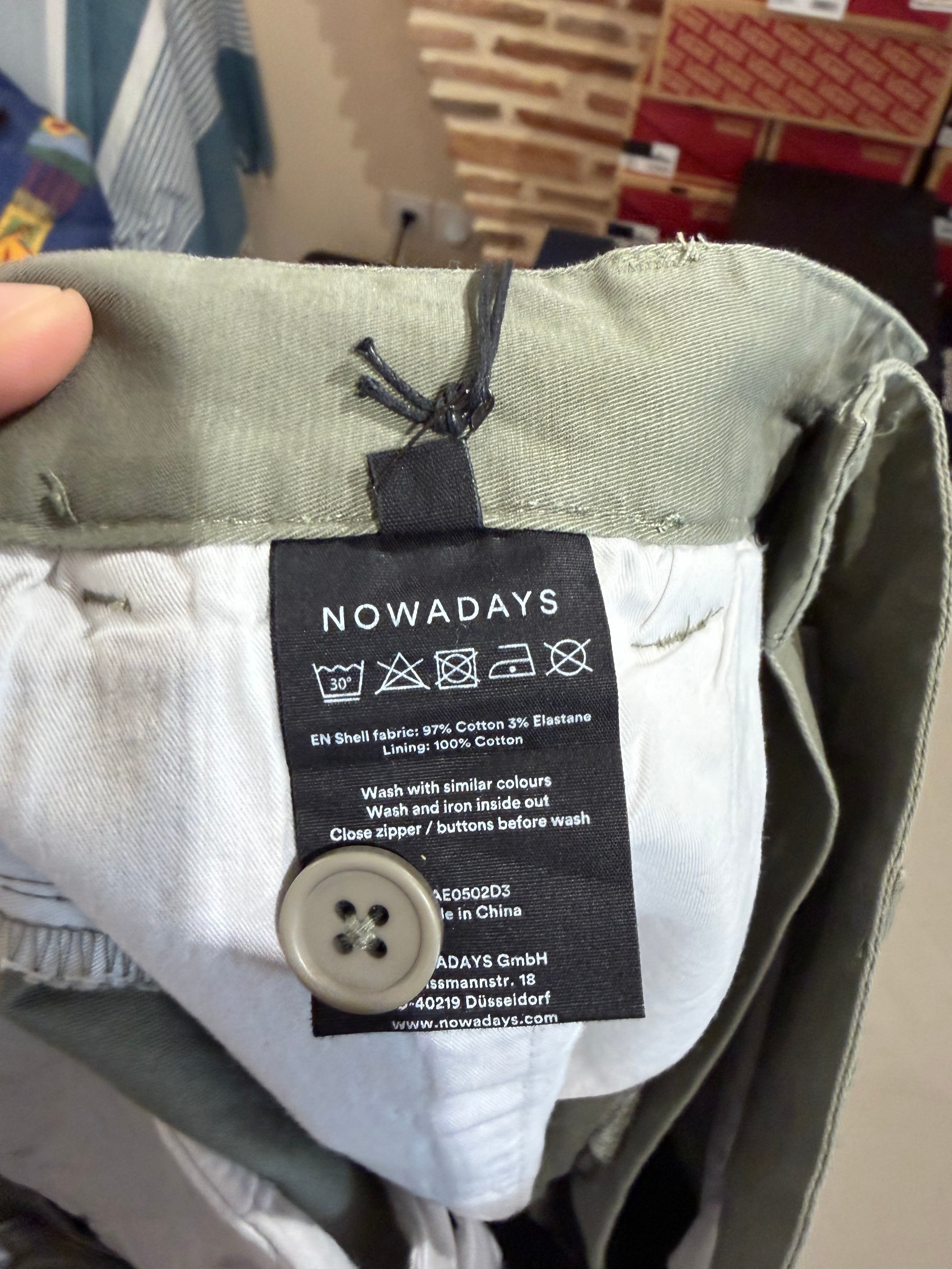 Short Chino Nowadays Homme Balsam Green – Taille 29 – Neuf avec étiquette