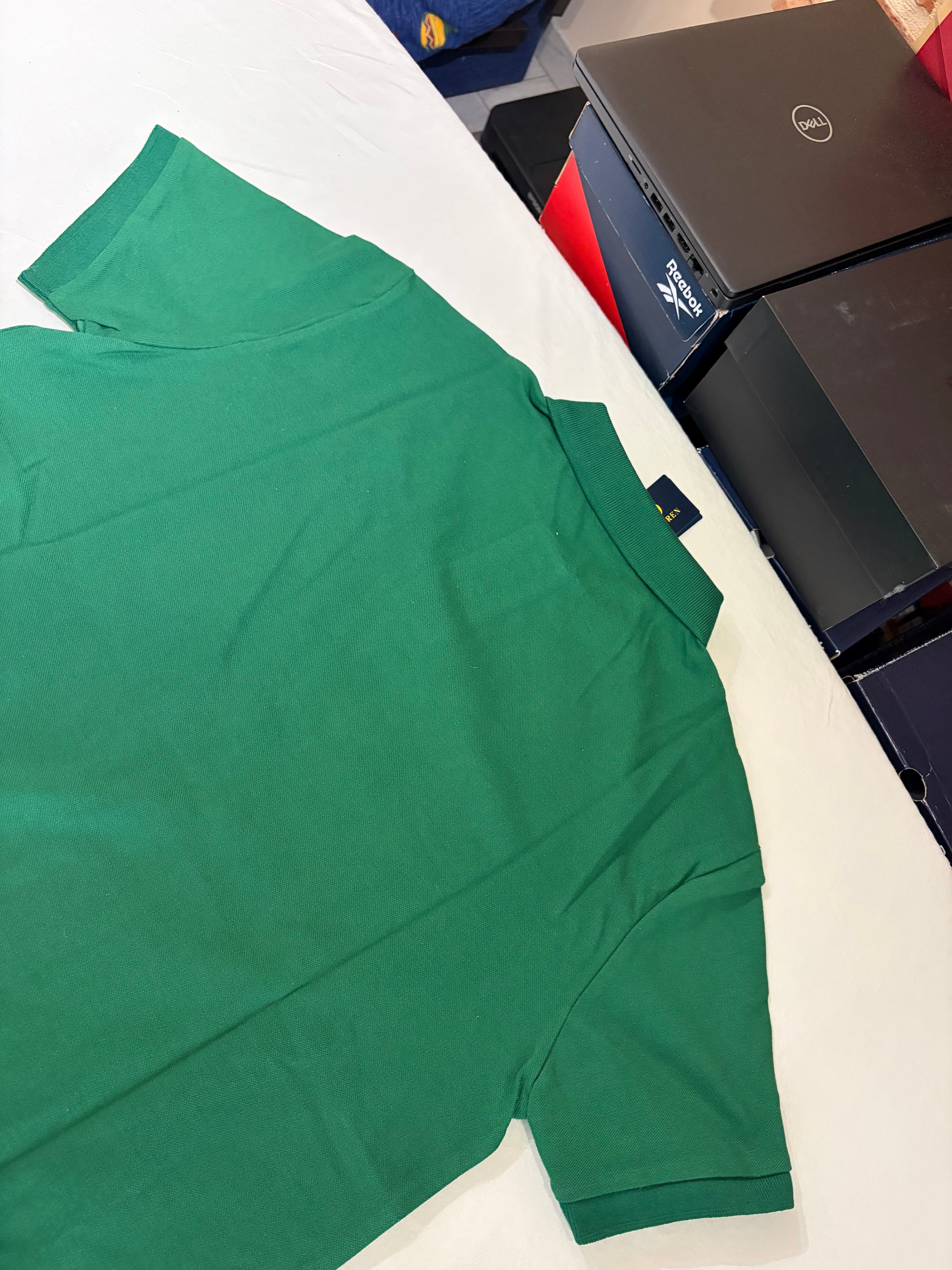 Polo Ralph Lauren – Polo Homme Vert Custom Slim Fit Logo Violet – Taille XL