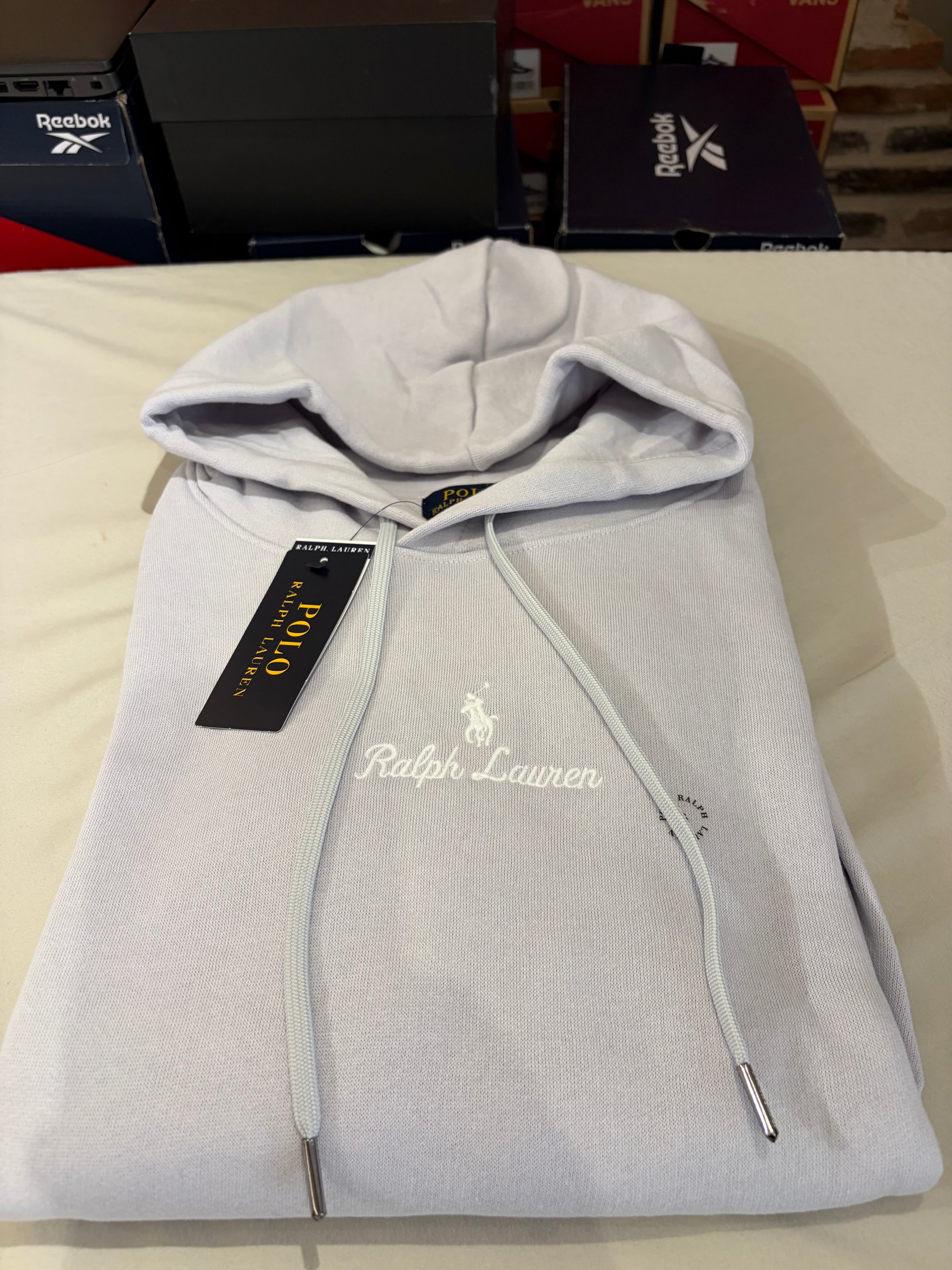 Polo Ralph Lauren – Sweat à Capuche Homme Gris Perle Soft Grey Brodé – Taille S