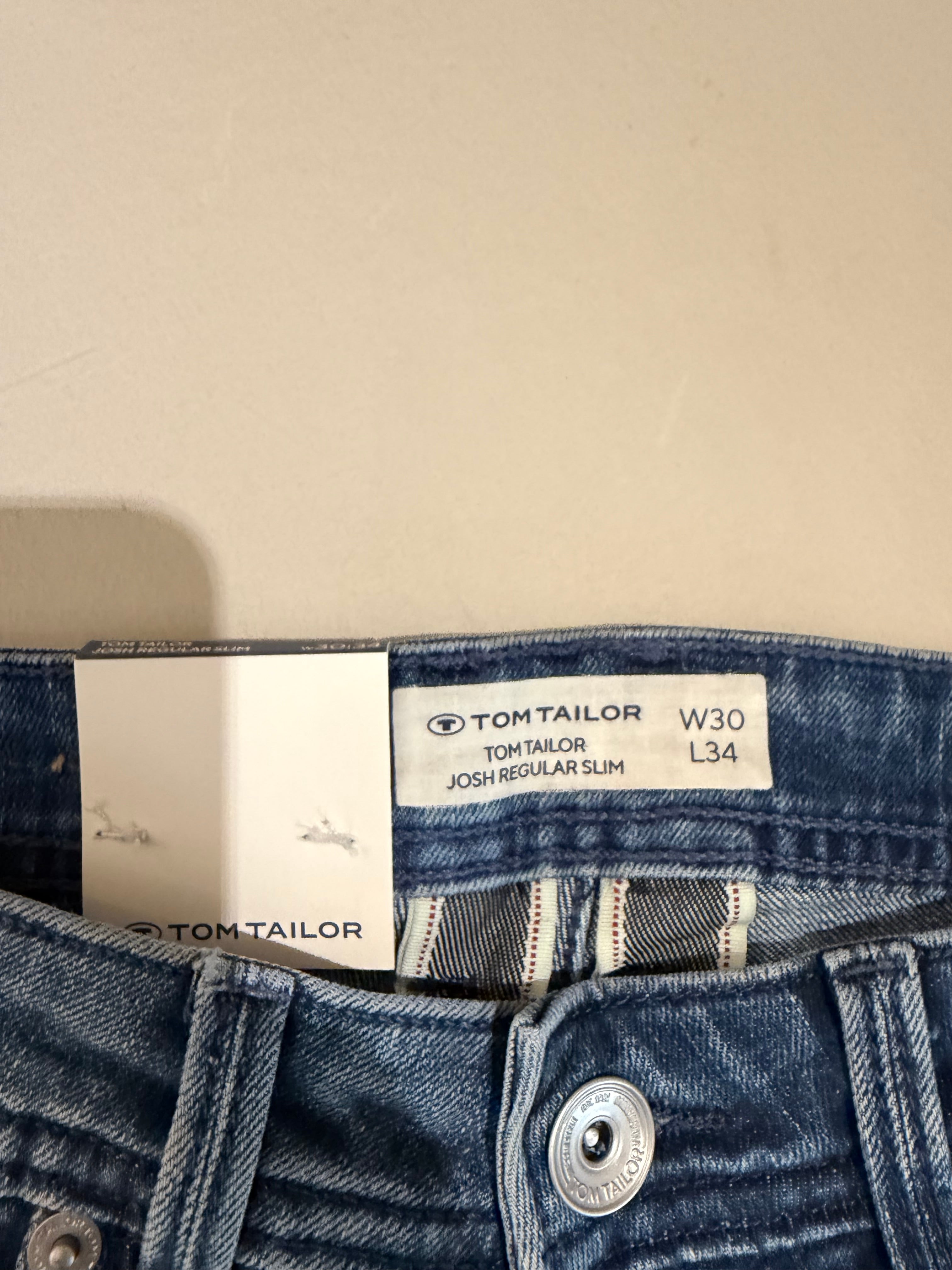 Jean Tom Tailor Josh Regular Slim Coolmax EcoMade Homme Bleu – Neuf avec étiquettes – Taille 30/34