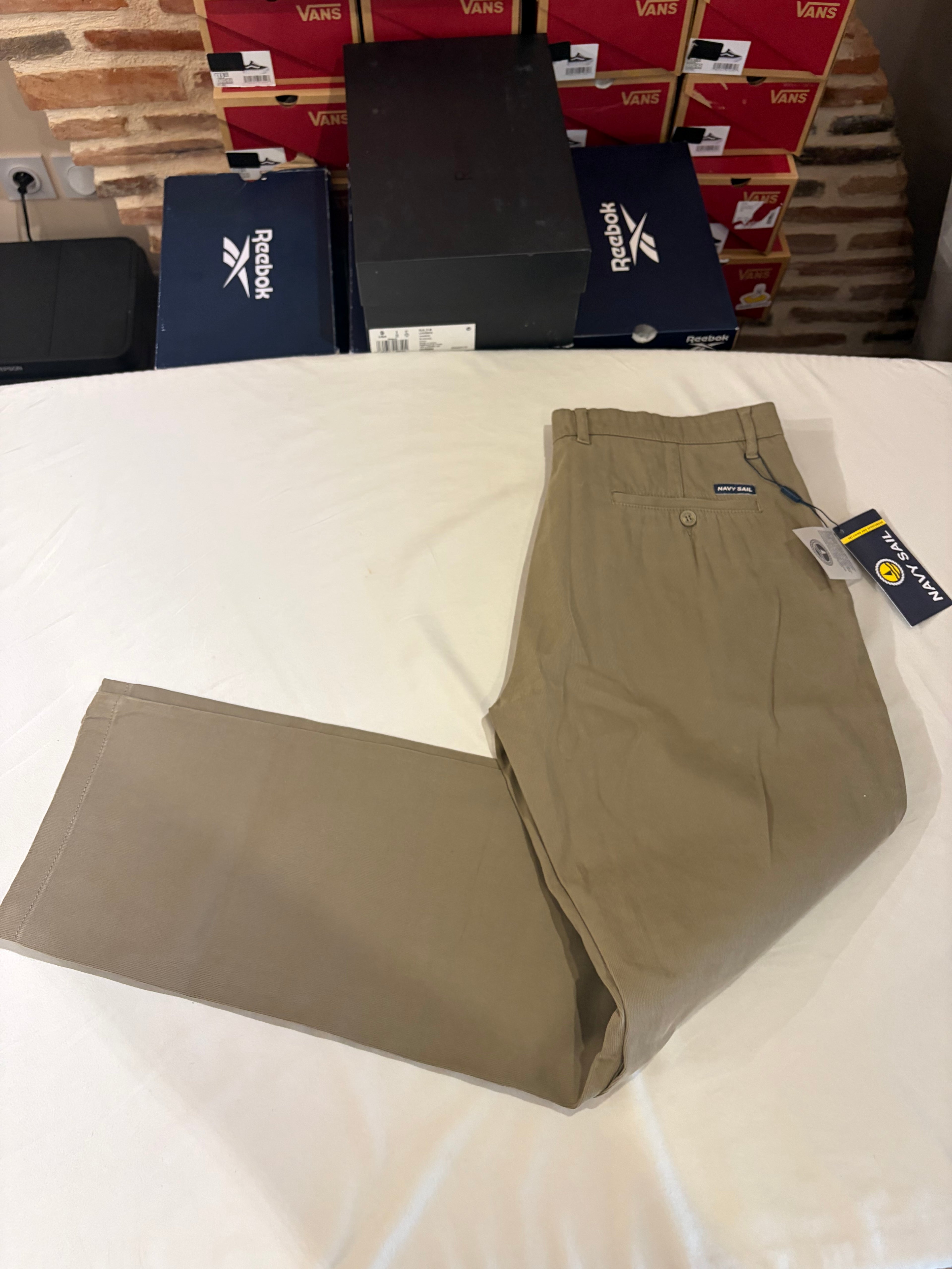 Pantalon Chino Navy Sail Beige Sable Homme W33 Neuf avec étiquette