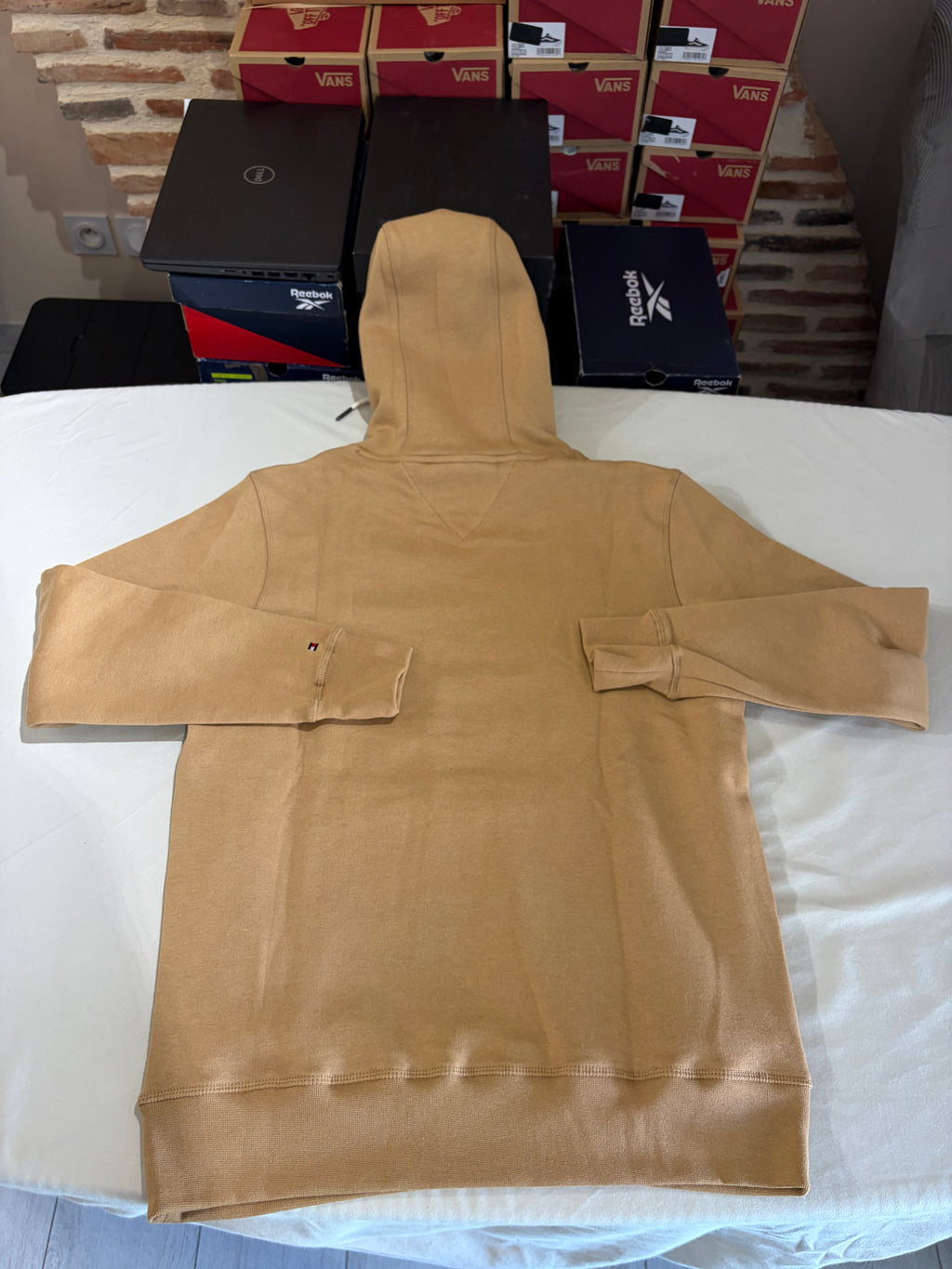 Sweat à capuche Tommy Hilfiger Logo Hoody Camel Homme Taille M