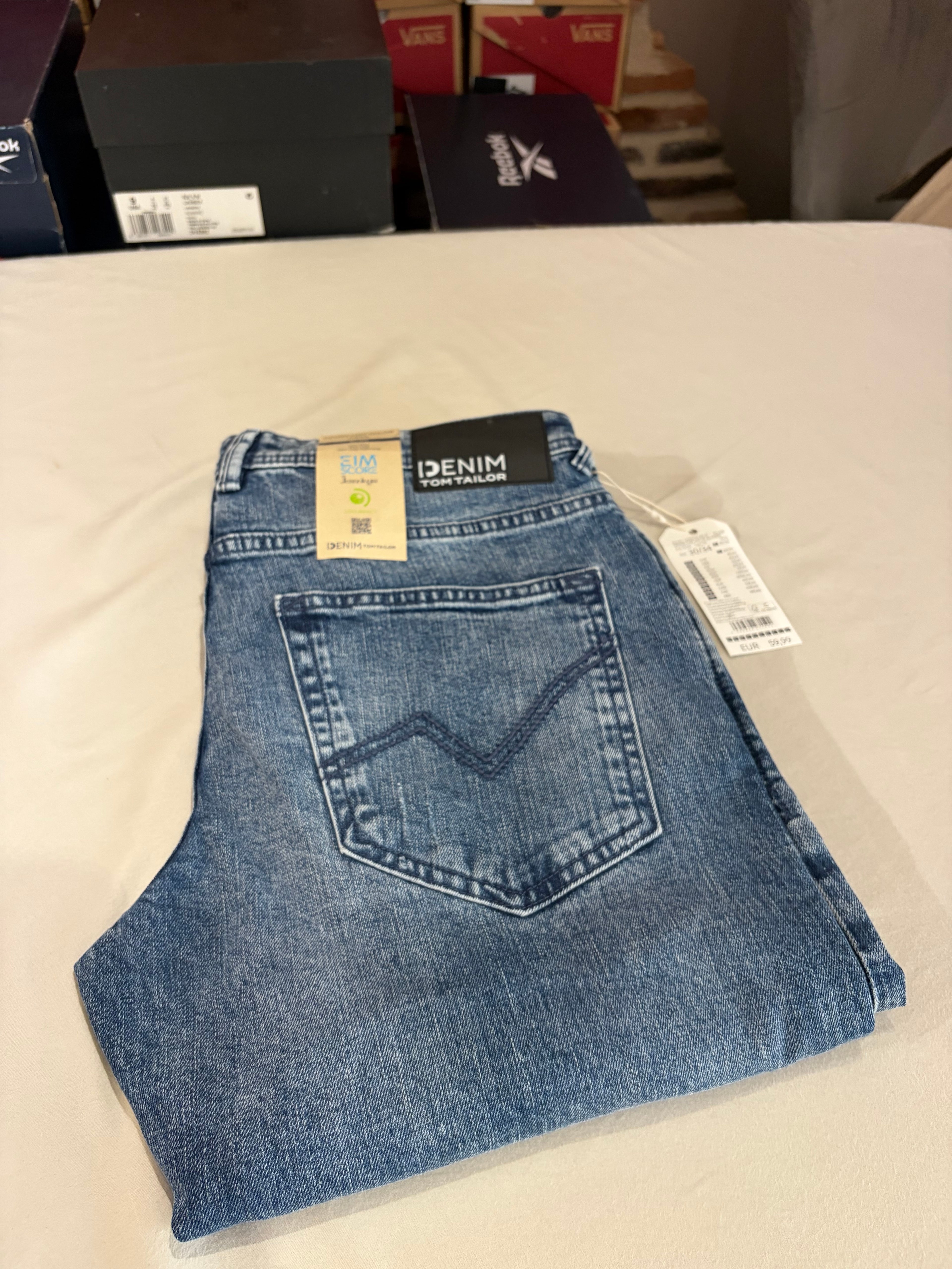 Tom Tailor Denim PIERS Jean Homme Slim Bleu Clair 30/34 Neuf avec Étiquettes