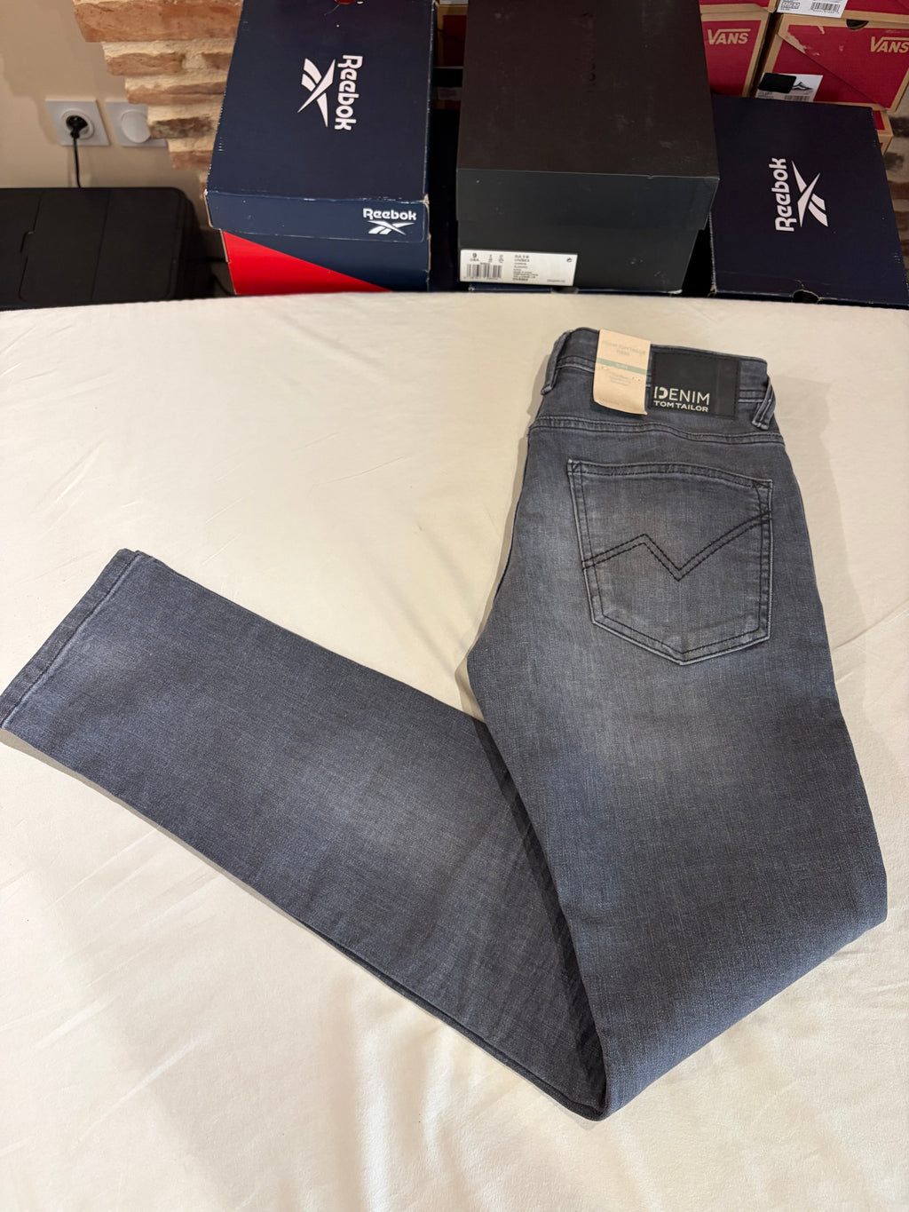 Jean Tom Tailor PIERS Slim Stretch Homme Gris 31/34 Neuf avec Étiquettes