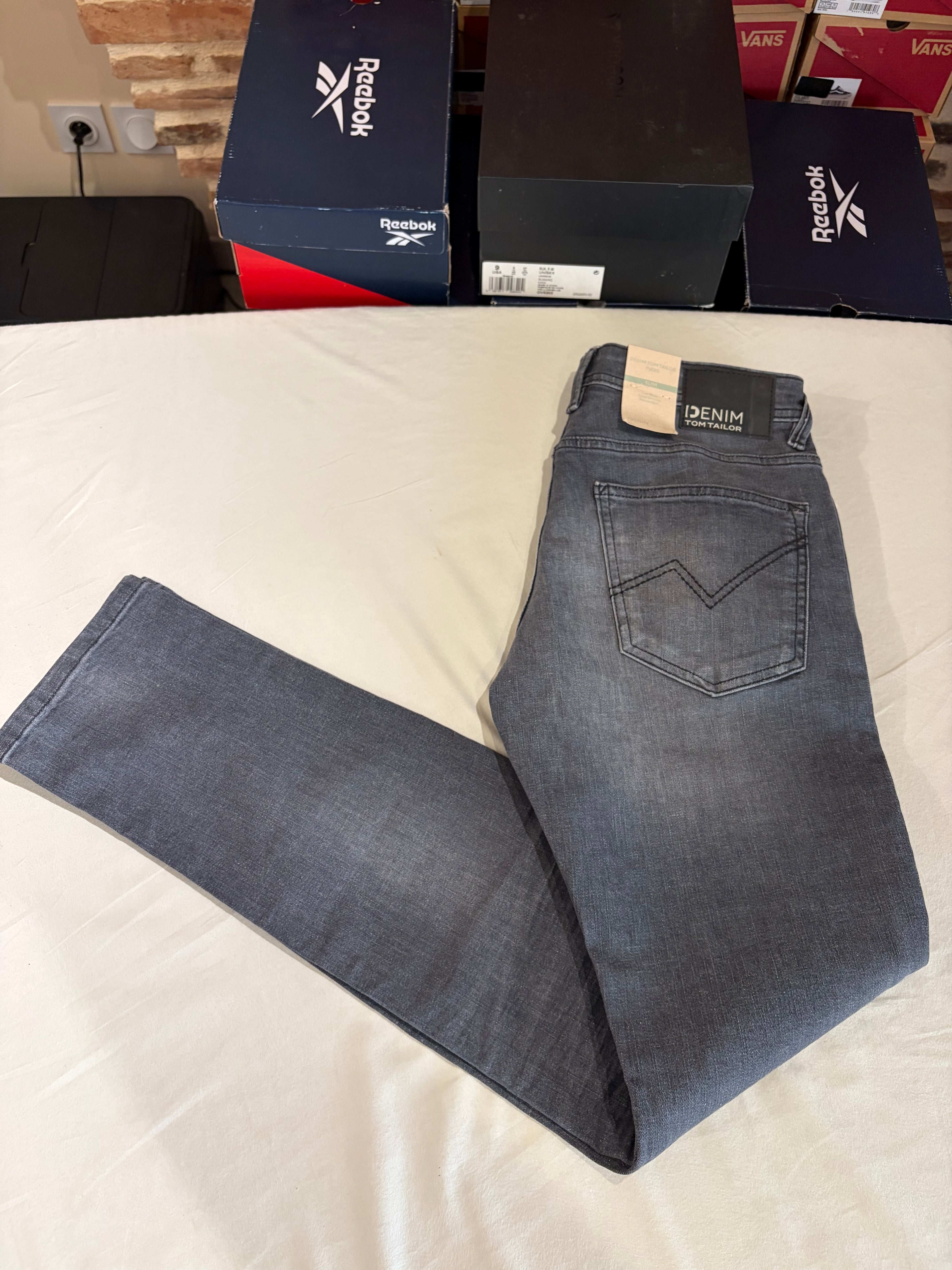 Jean Tom Tailor PIERS Slim Stretch Homme Gris 31/34 Neuf avec Étiquettes