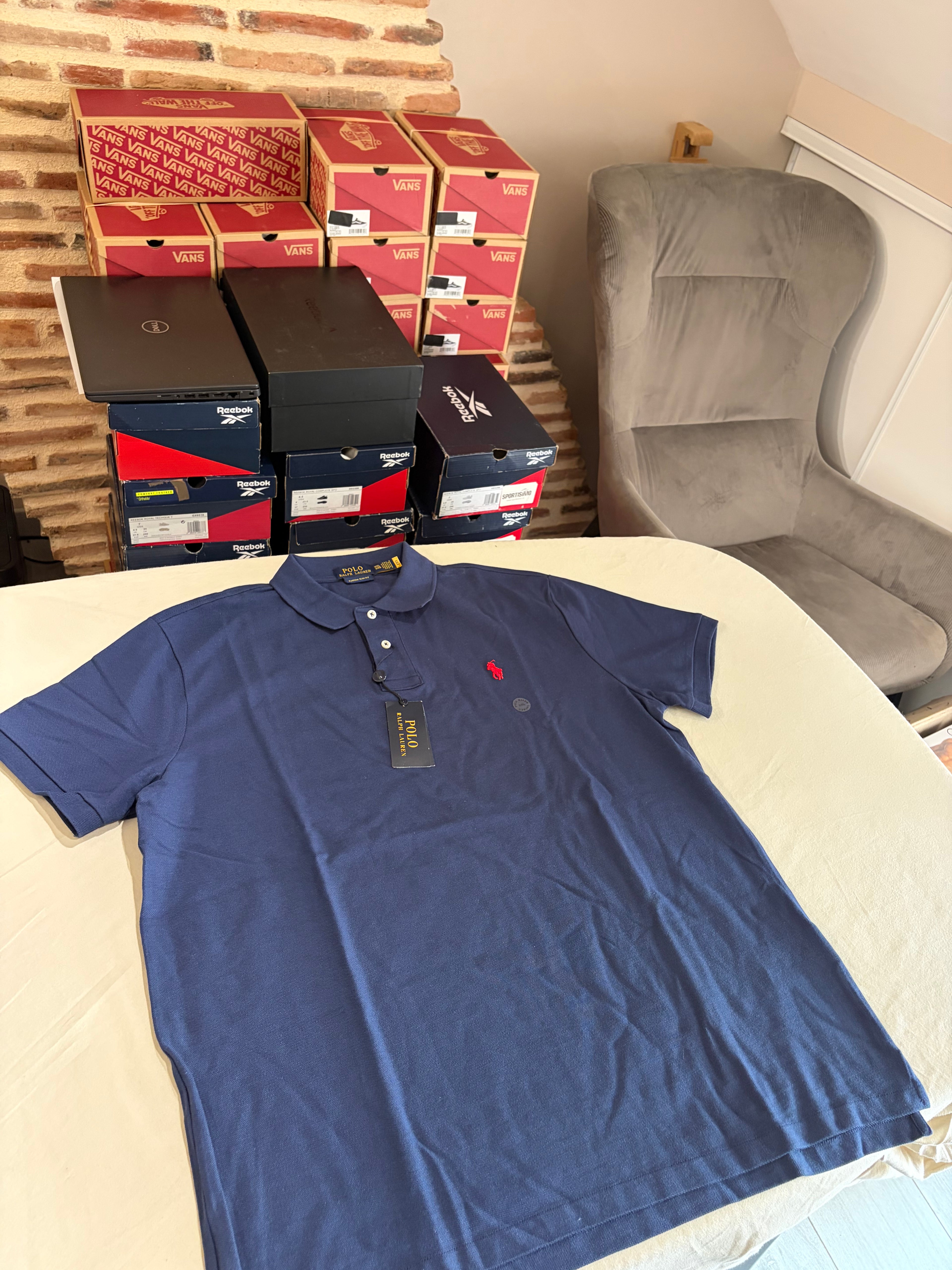 Polo Ralph Lauren Custom Slim Fit Bleu Marine Logo Rouge Homme Taille XXL – Neuf avec étiquette