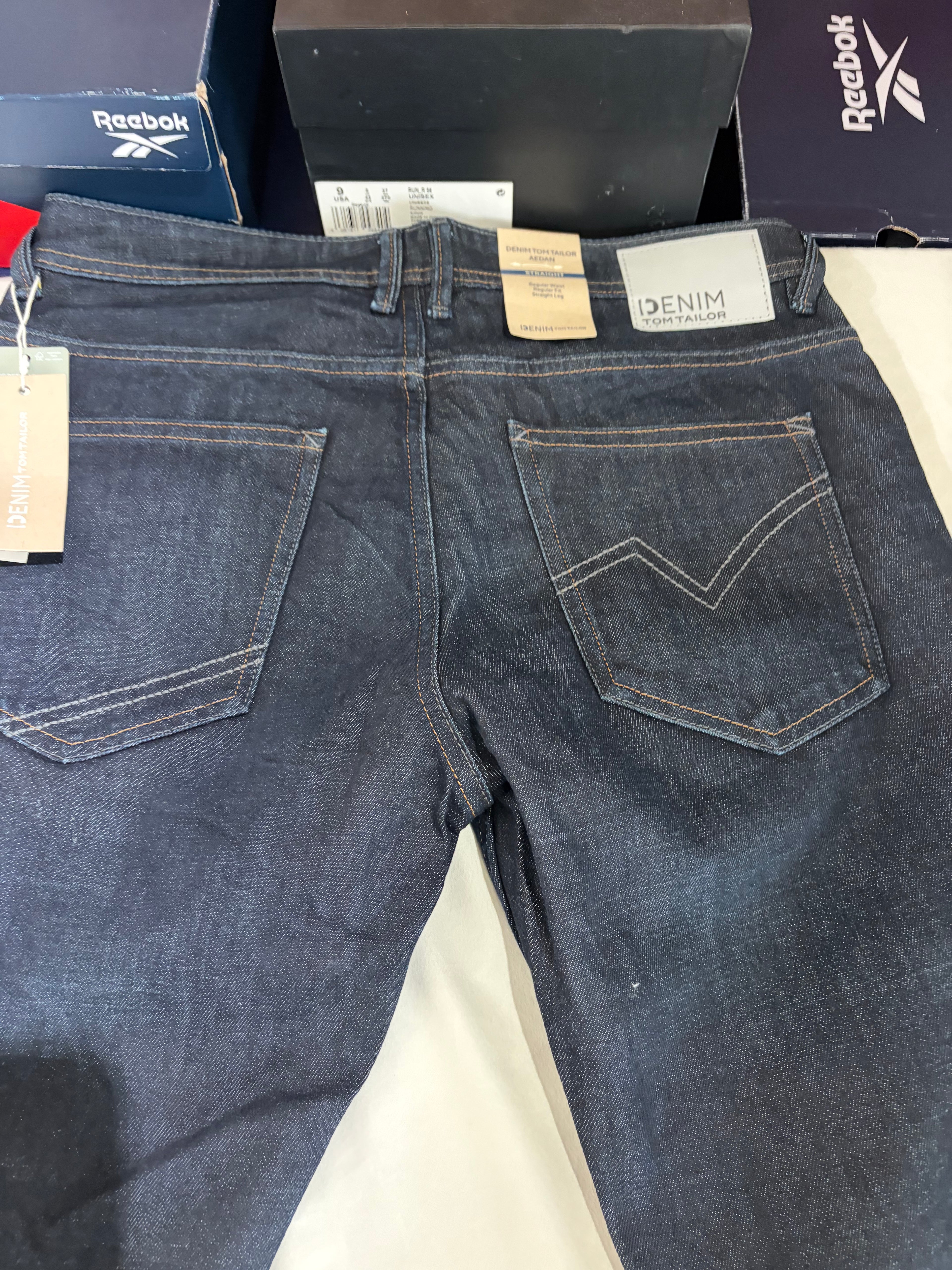 Tom Tailor Denim AEDAN Jean Homme Straight Dark Denim 33/32 Neuf avec Étiquettes