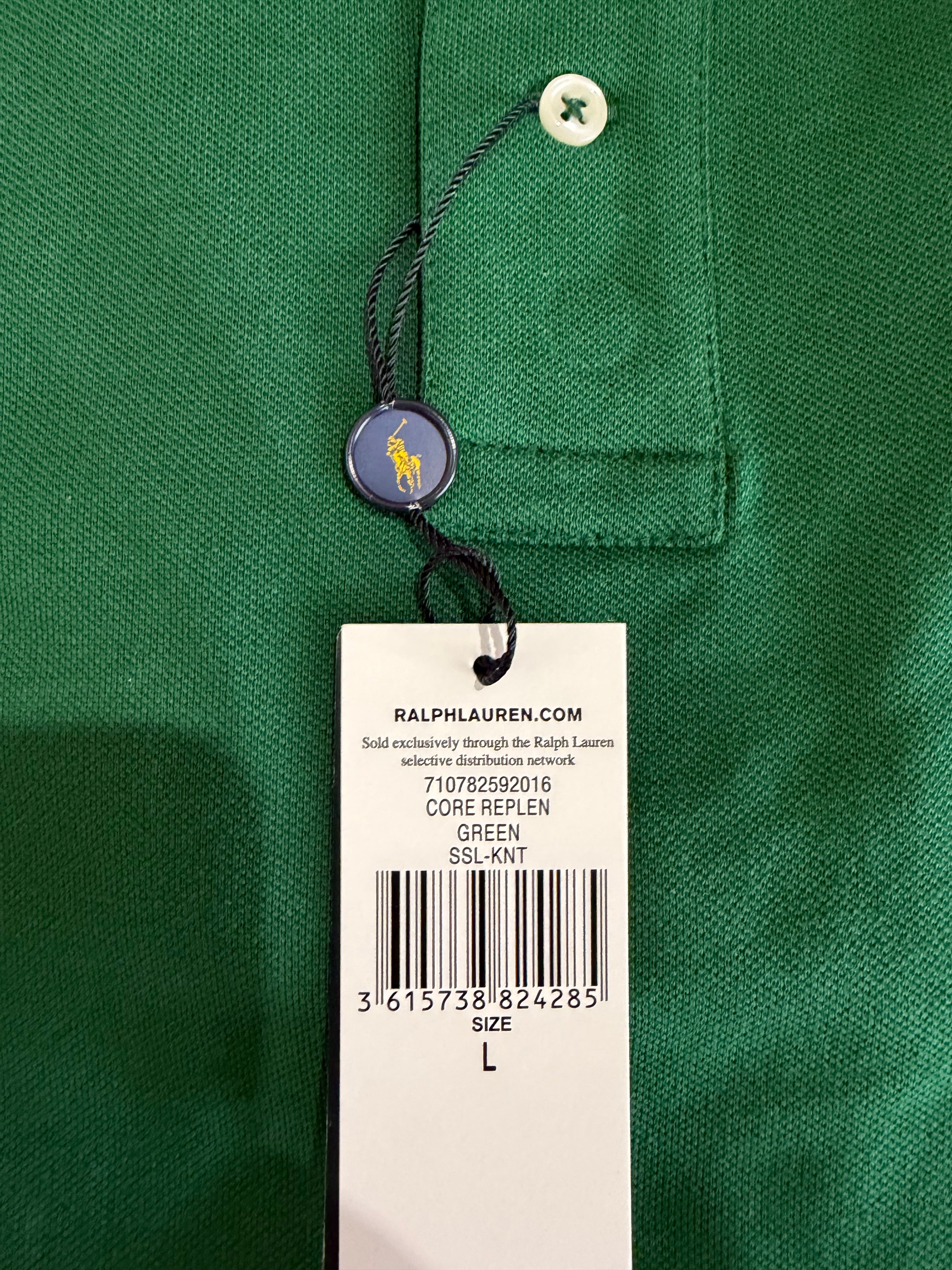 Polo Ralph Lauren Custom Slim Fit Homme Vert Logo Violet – Taille L – Neuf avec étiquette
