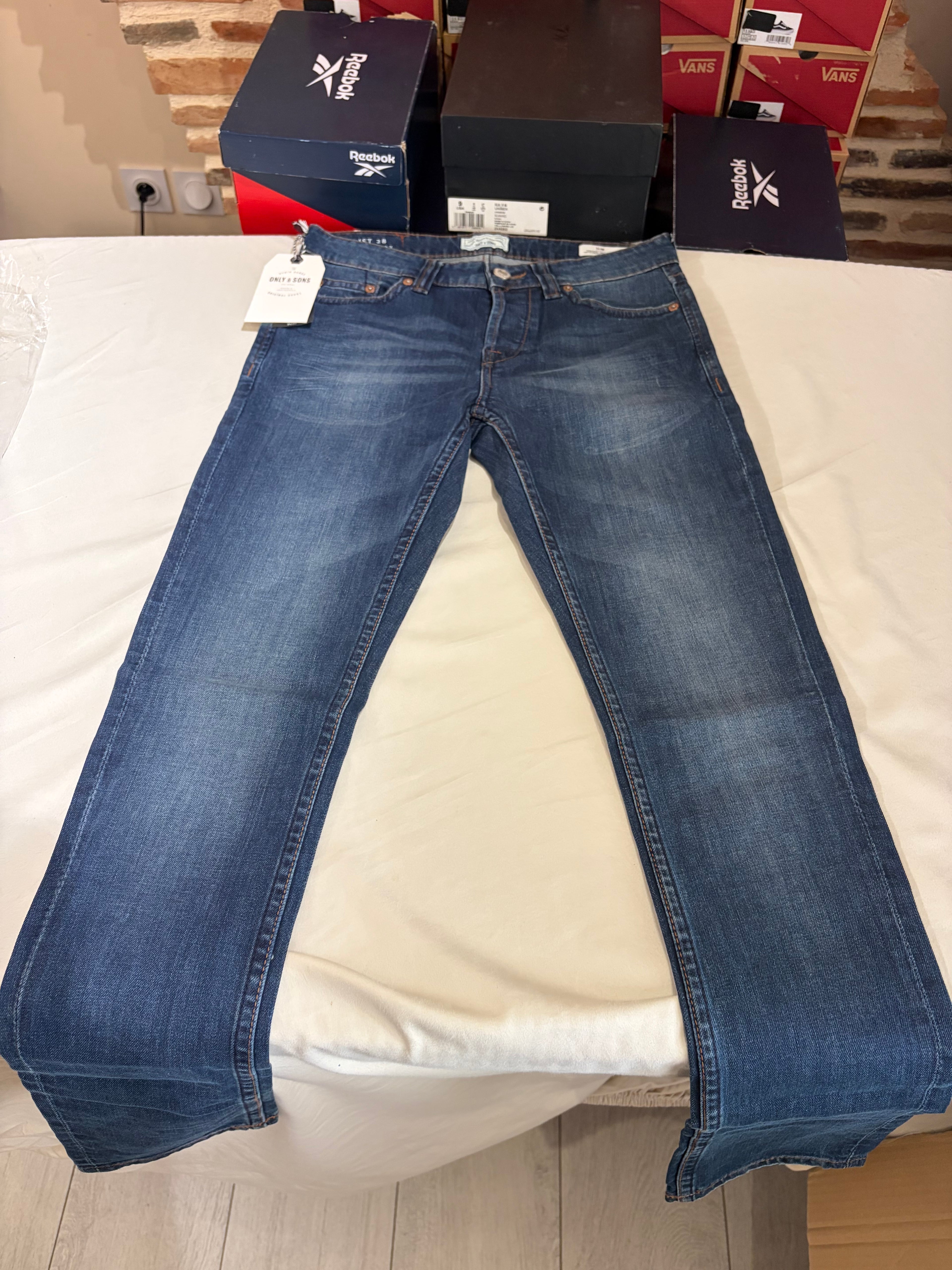 Only & Sons Jean Homme Slim Bleu Denim 28/32 Neuf avec Étiquettes