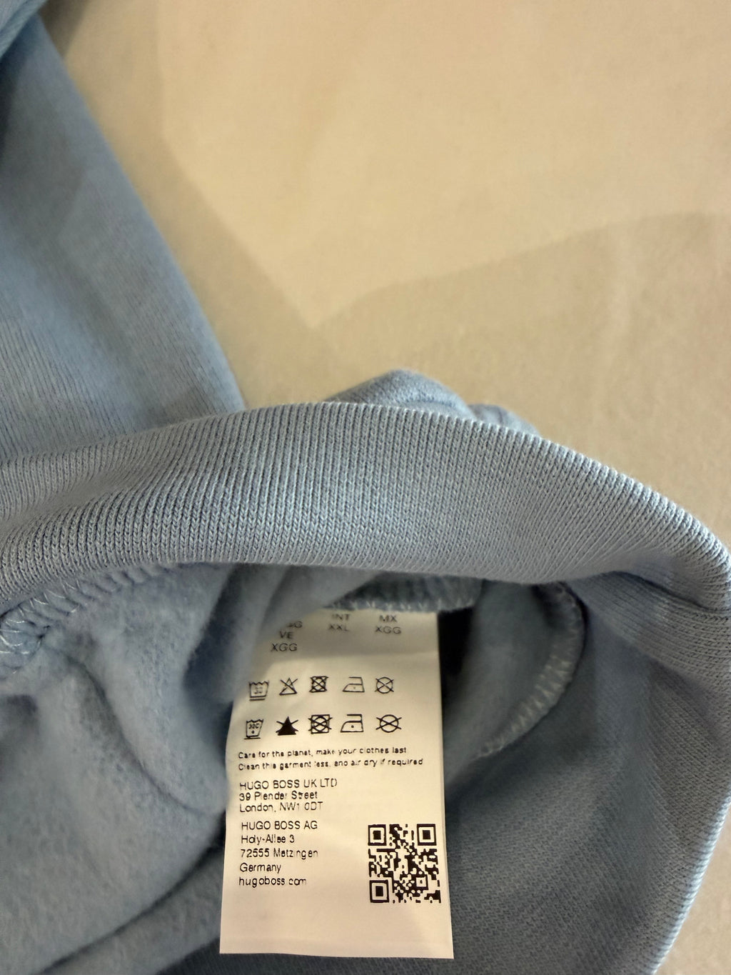 Sweat à capuche BOSS bleu ciel – Homme – Taille XXL – Neuf avec étiquette