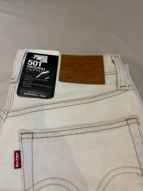 Jean Levi's 501 Original Cropped Femme Blanc Écru 25x26