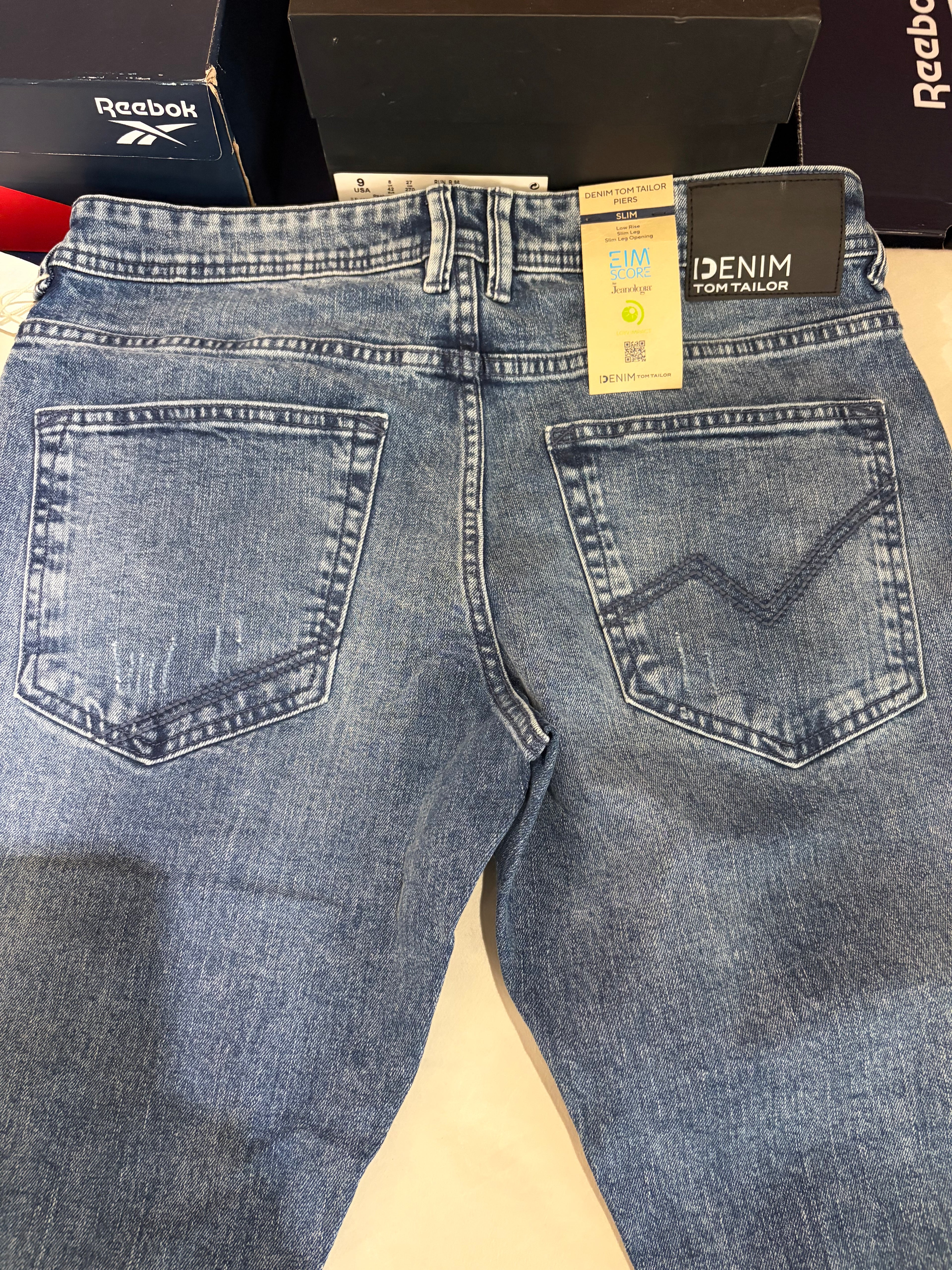 Tom Tailor Denim PIERS Jean Homme Slim Bleu Clair 30/34 Neuf avec Étiquettes