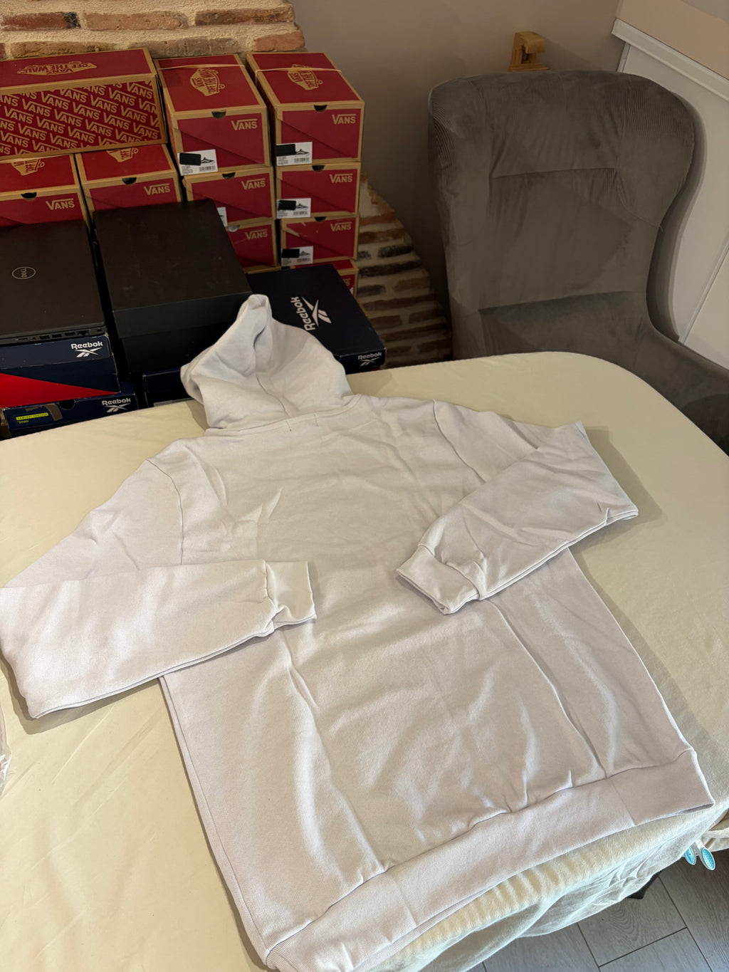 Sweat à capuche Polo Ralph Lauren Logo Double-Knit Gris Perle Homme Taille XL