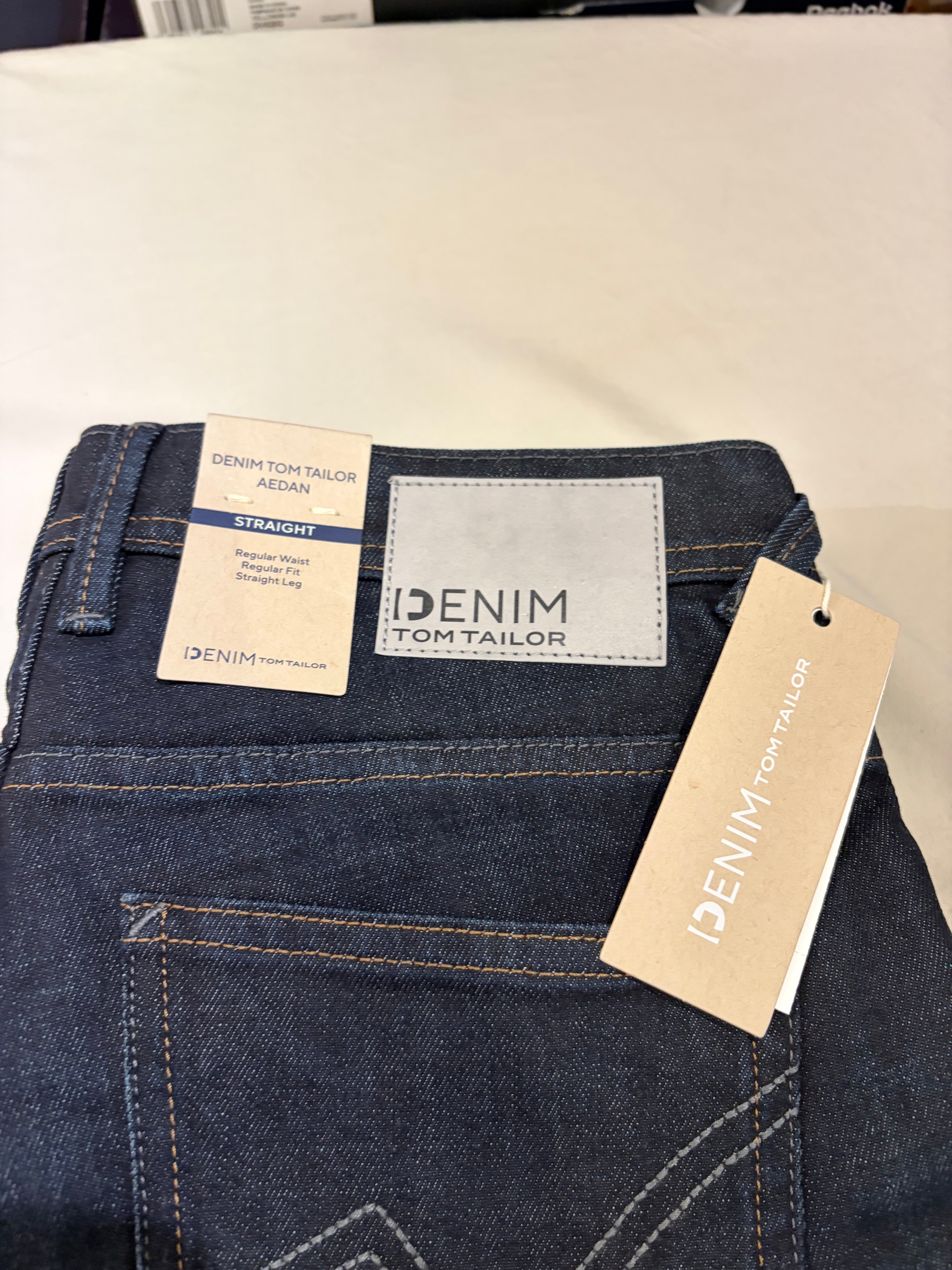 Jean Tom Tailor Denim Aedan Straight Homme Bleu Brut – Neuf avec étiquettes – Taille 30/32